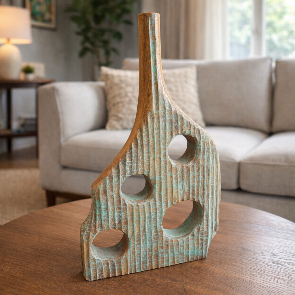 Aqua Multi-Hole Wooden Vase