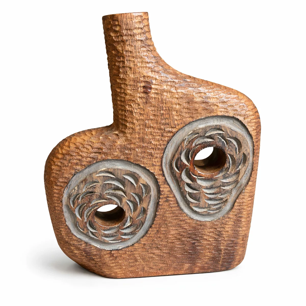 Dual Spiral Wooden Vase