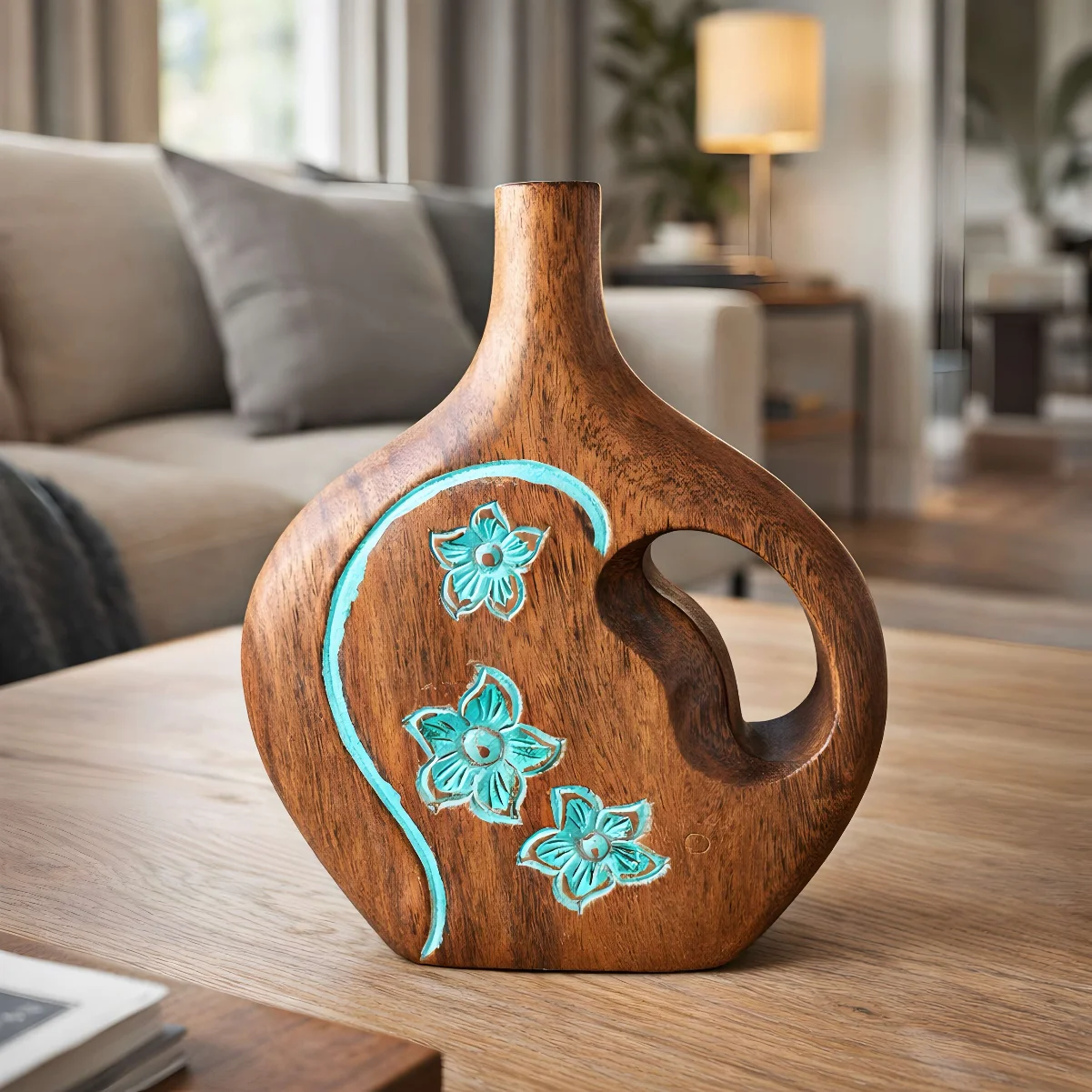 Floral Curve Wooden Vase