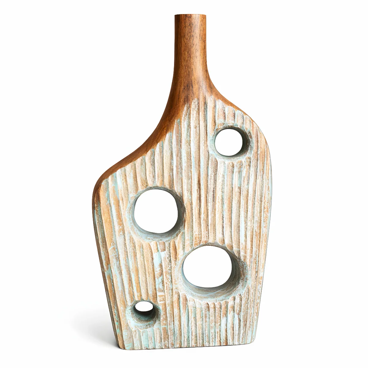 Aqua Ridge Wooden Vase
