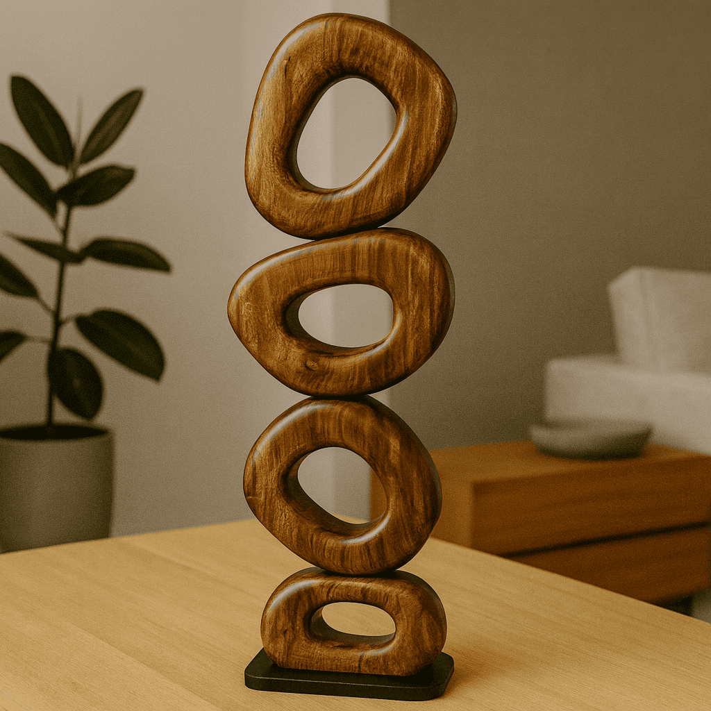 Stacked Wooden Ring Sculpture