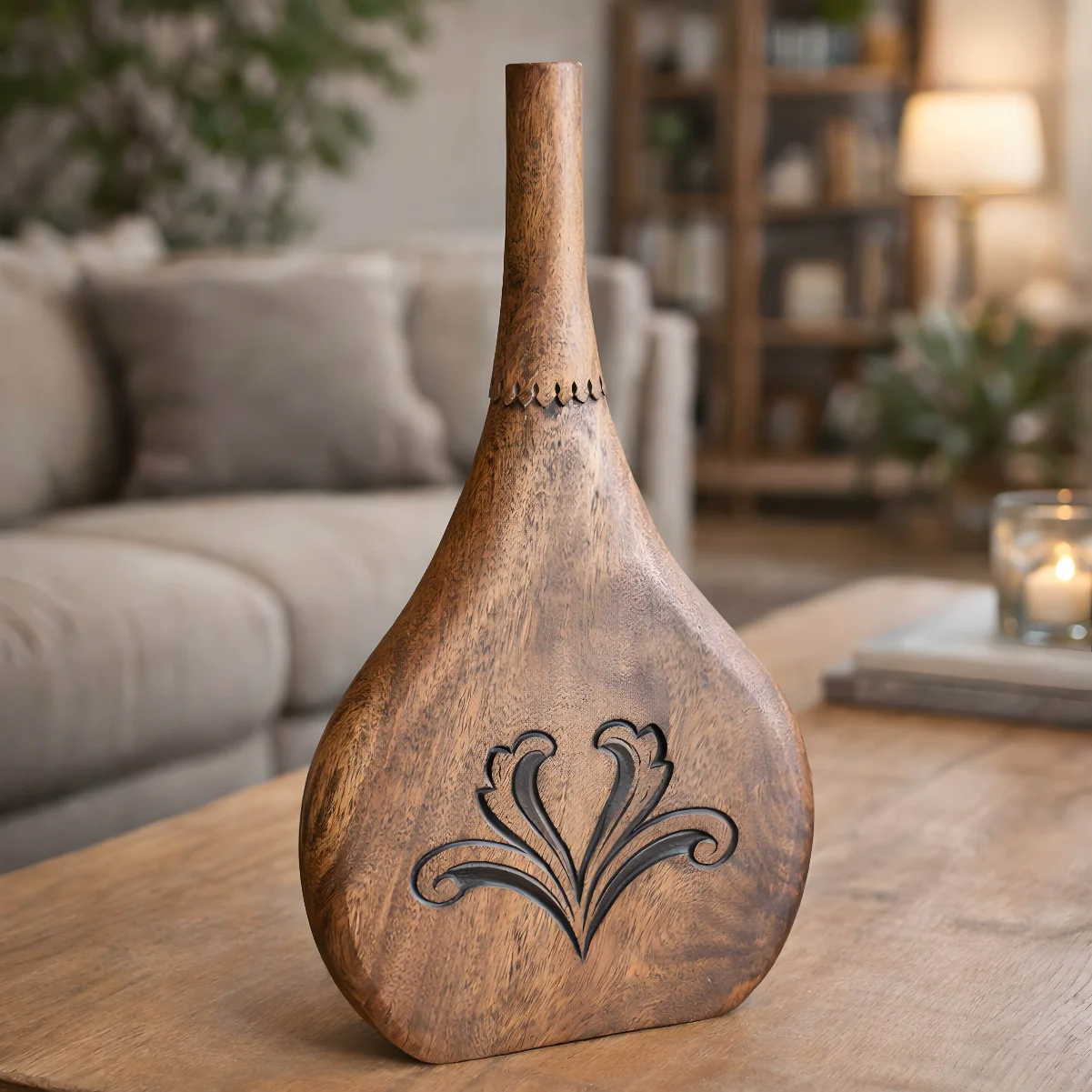Floral Carved Emblem Vase