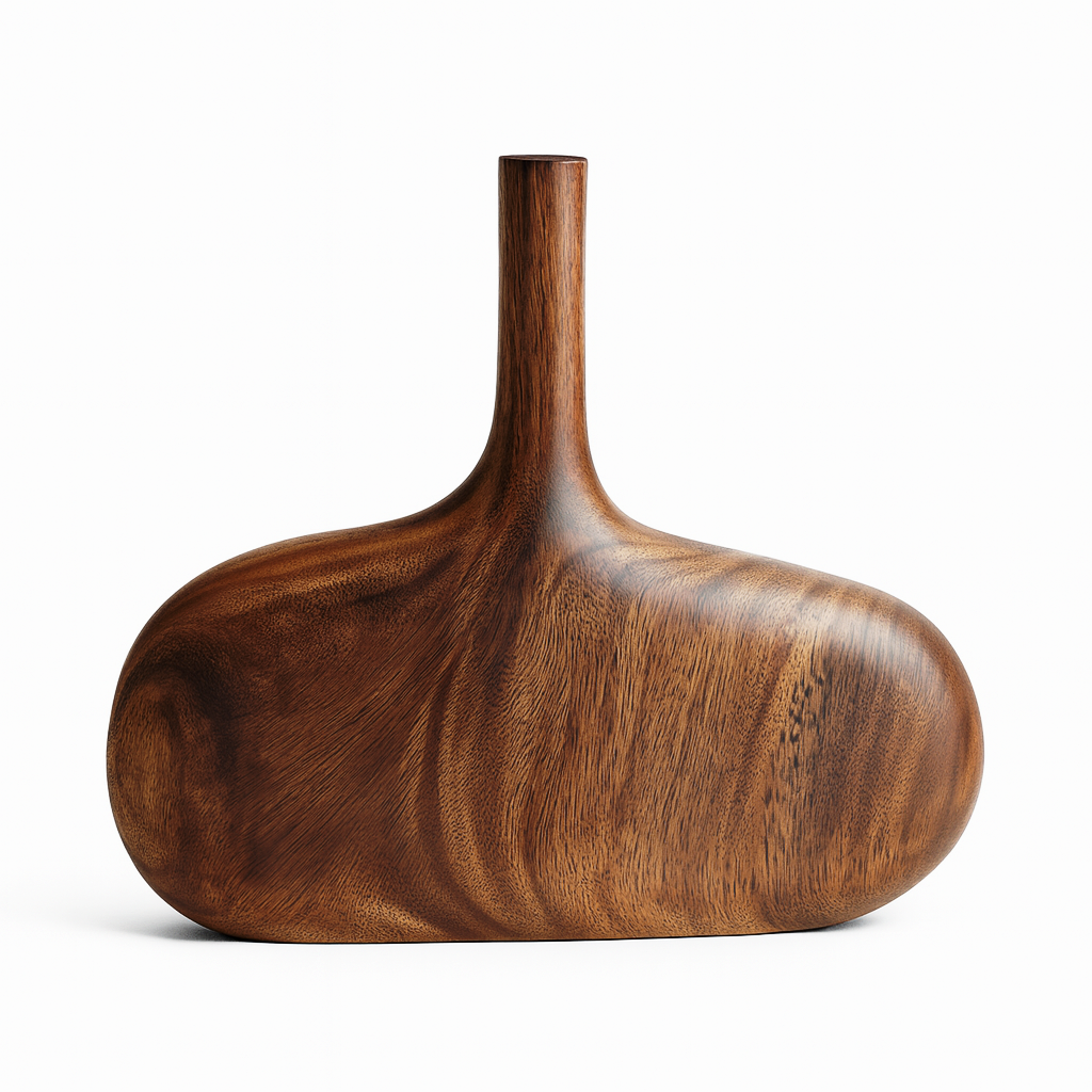Contemporary Wooden Flat Vase