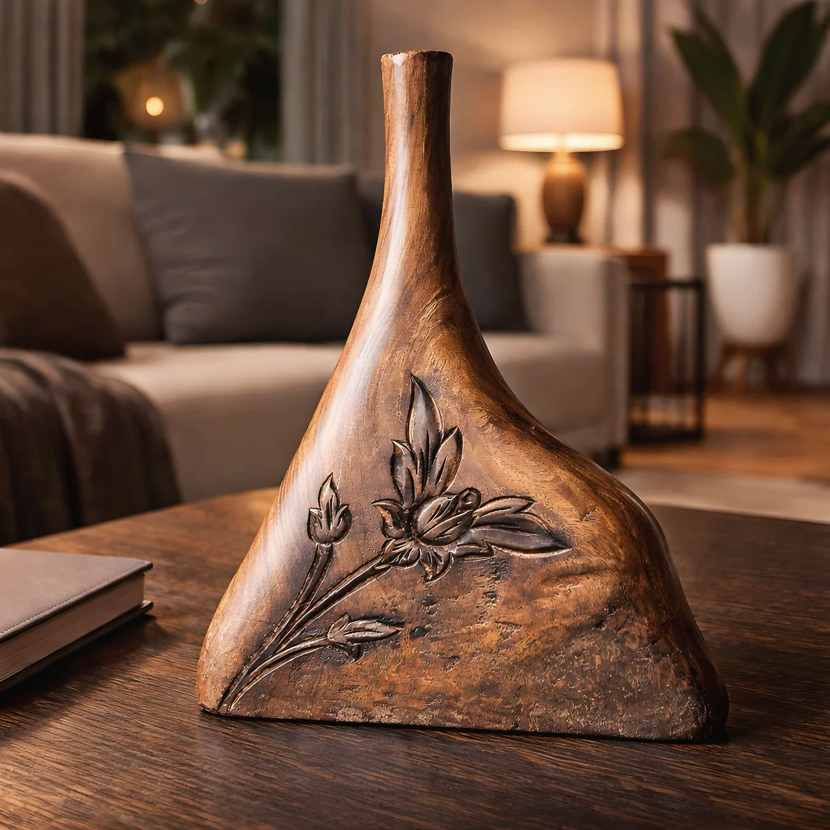 Bloom Crest Wooden Vase