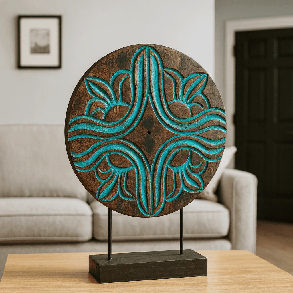 Carved Wooden Scroll Disc