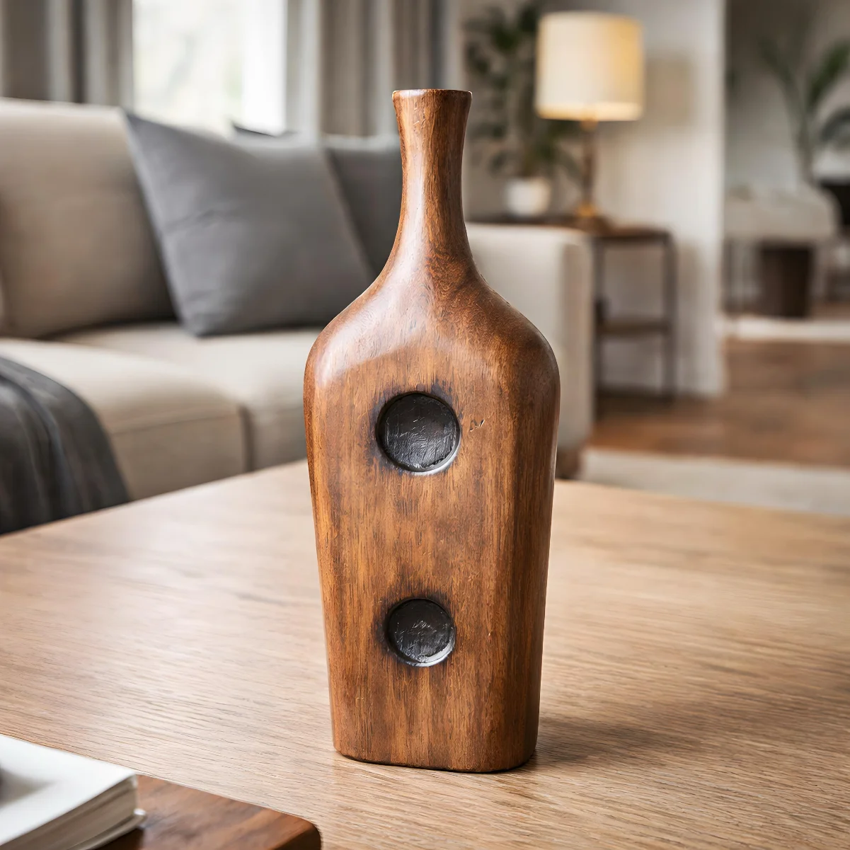 Double Dimple Wooden Vase
