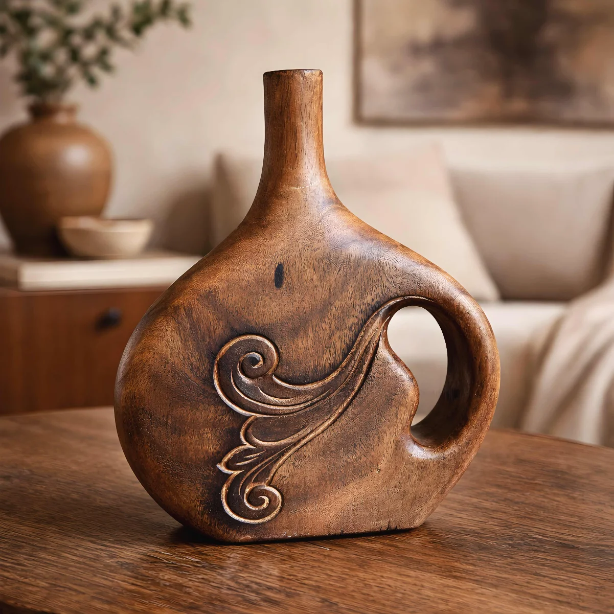 Diagonal Accent Wooden vase