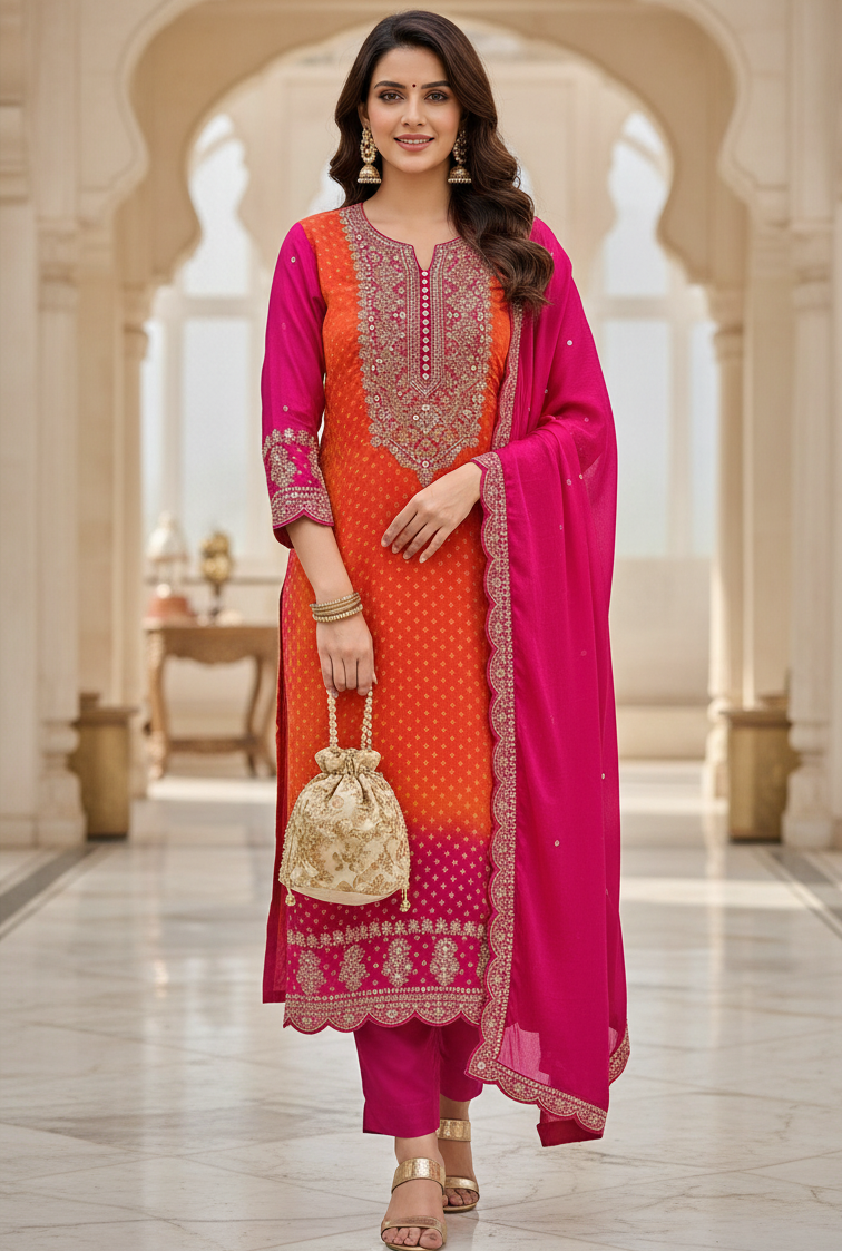 Vibrant Ombre Ethnic Suit