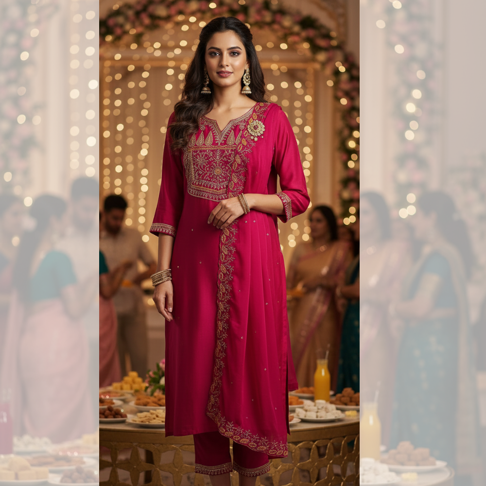 The Festive Fuchsia Kurta Set