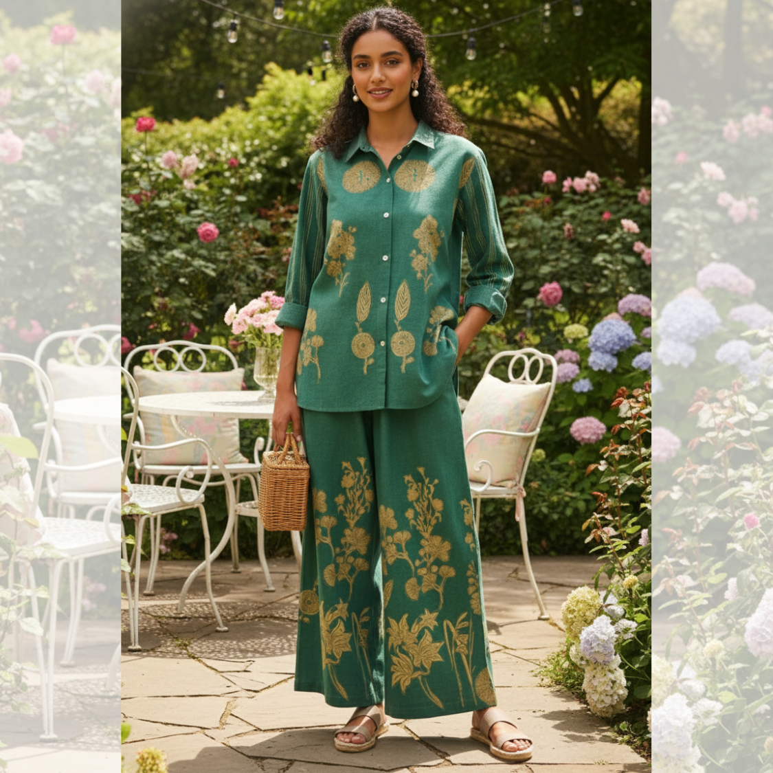 Green Floral Embroidered Co-Ord Set