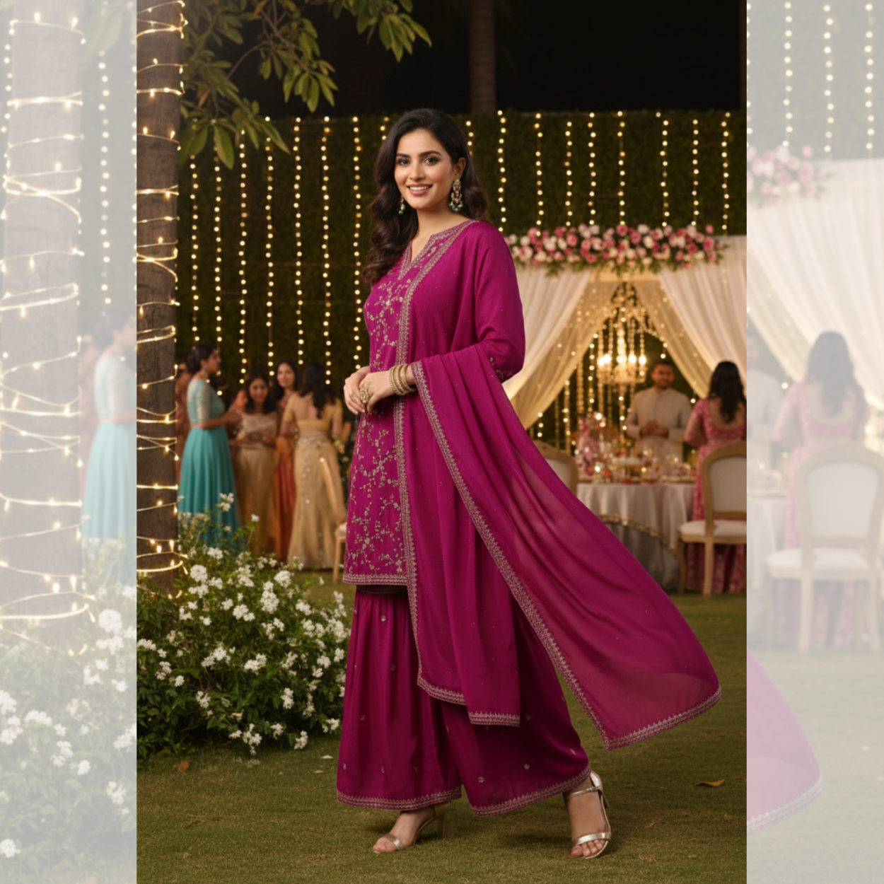 Magenta Sharara Suit