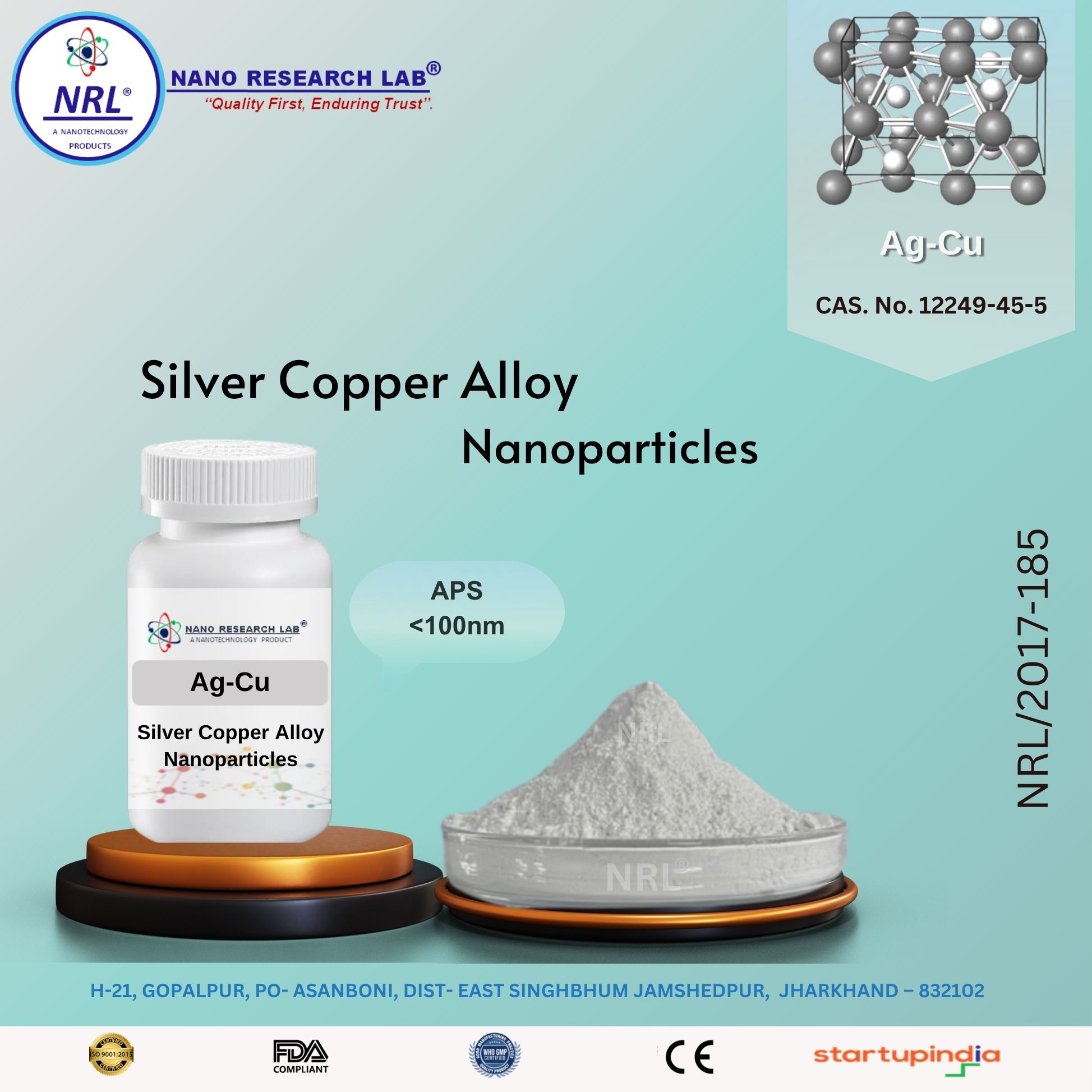 Ag-Cu Alloy Nanoparticles/Nanopowder (99.5% <100nm)