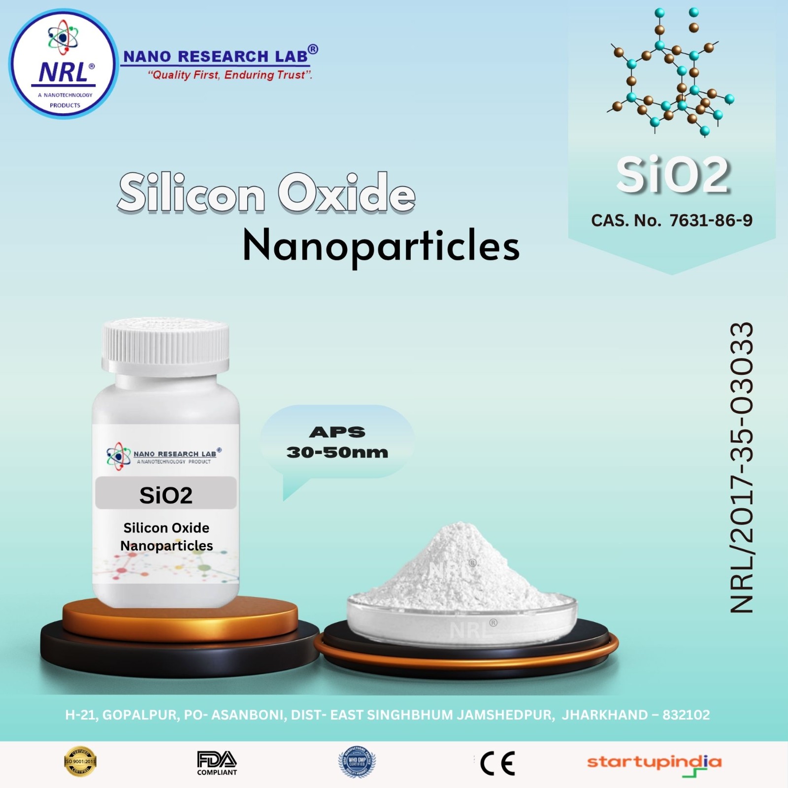 Silicon Oxide Nanoparticles/Nanopowder (SiO2, 20-30nm, purity 99.5%)
