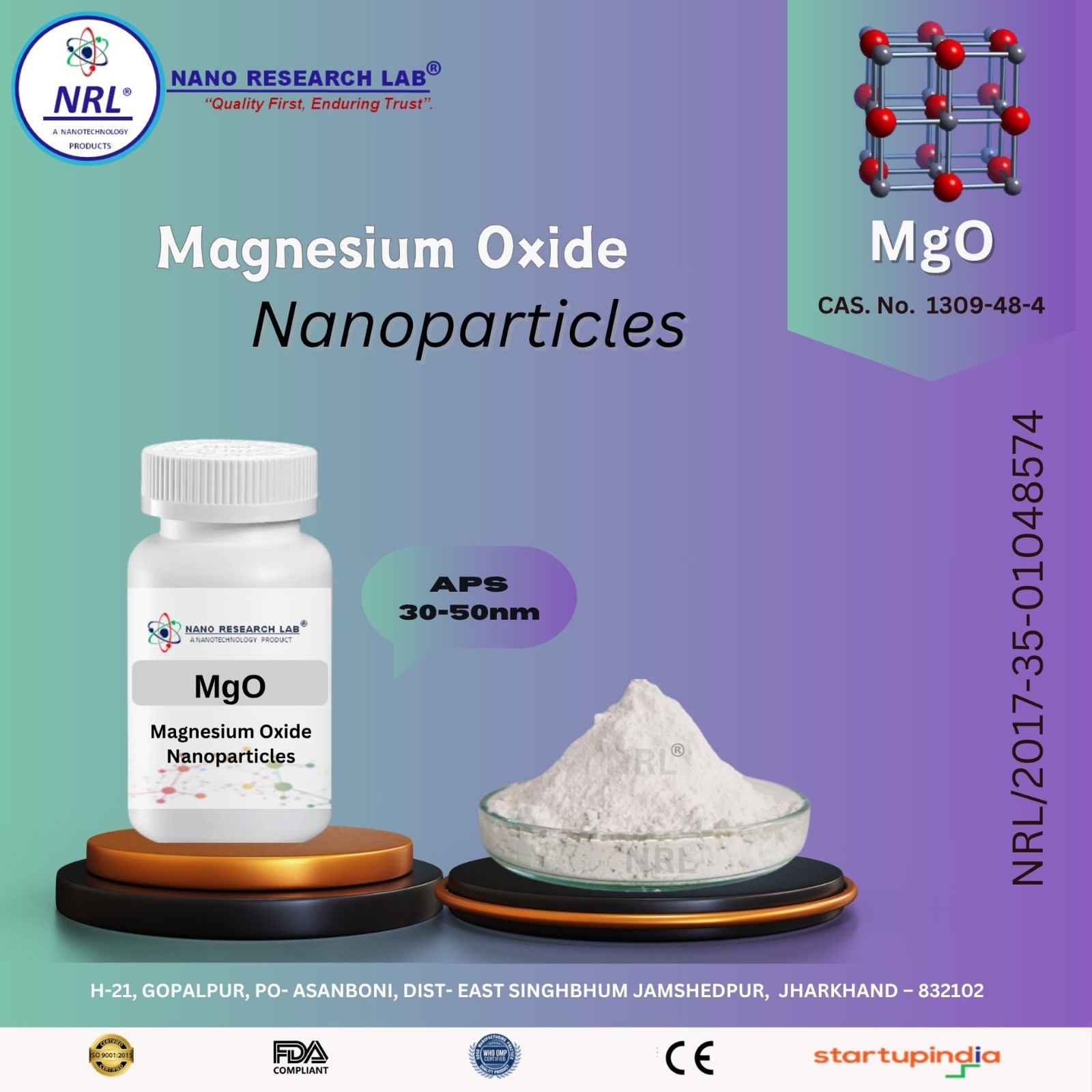 Magnesium Oxide Nanopowder/Nanopowder (MgO, 30-50 nm, 99.9%)