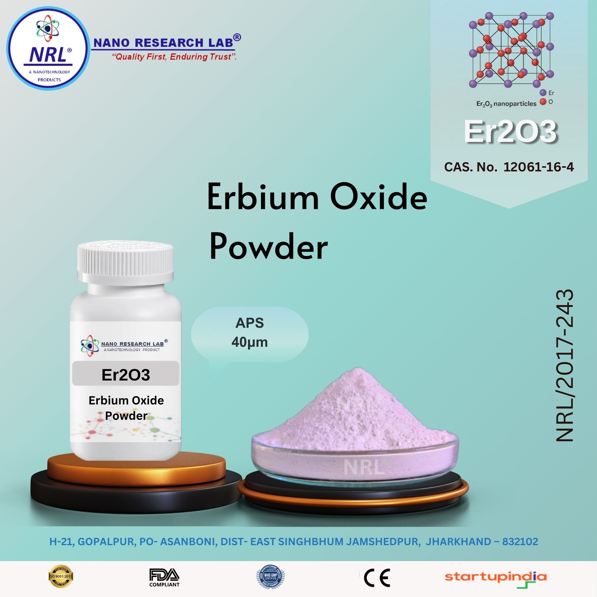 Erbium Oxide Powder (Er₂O₃, APS: 40 µm, Purity 99.5%)