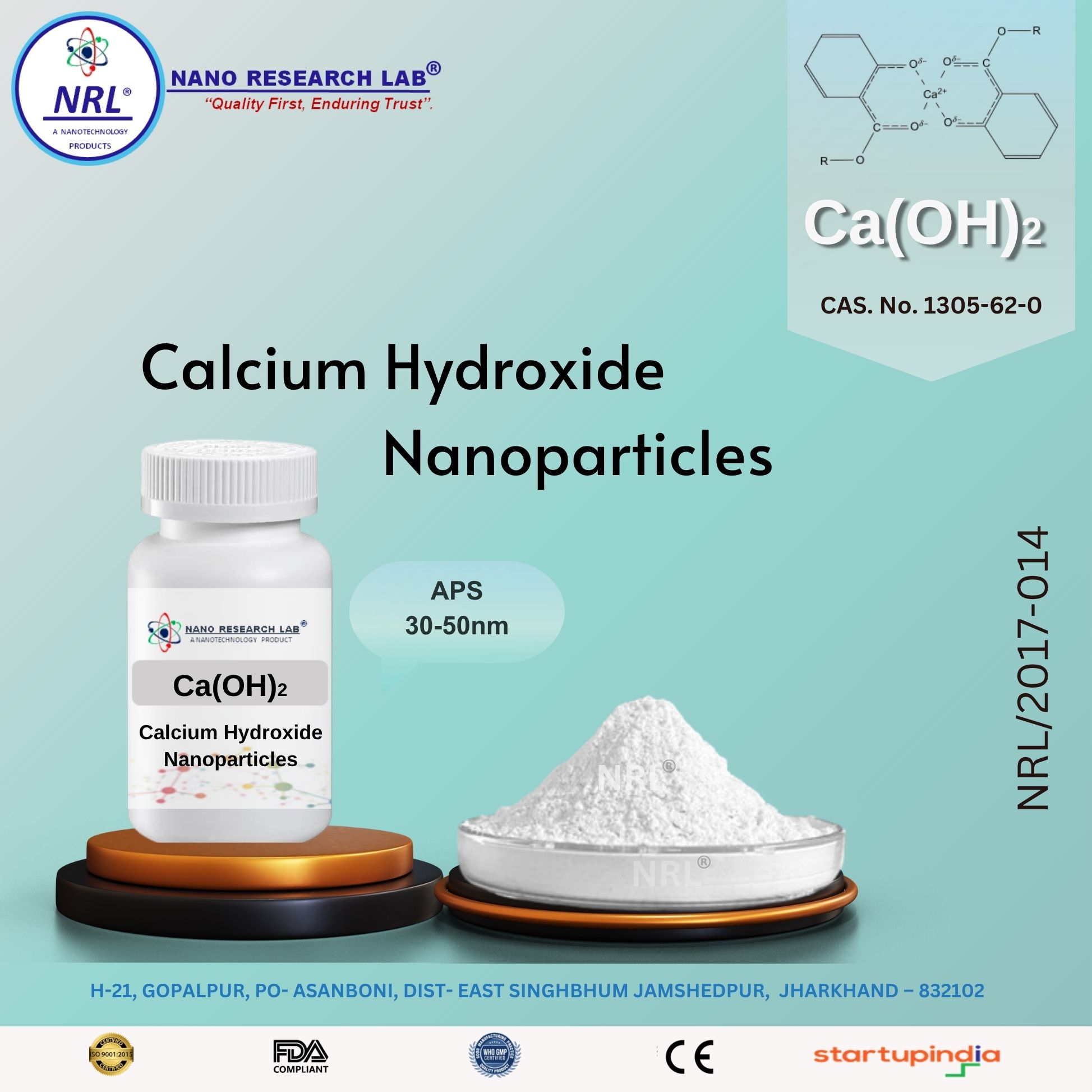 Calcium Hydroxide Nanoparticles / Nanopowder (Ca(OH)2, 30-50nm, purity: 99.5%)