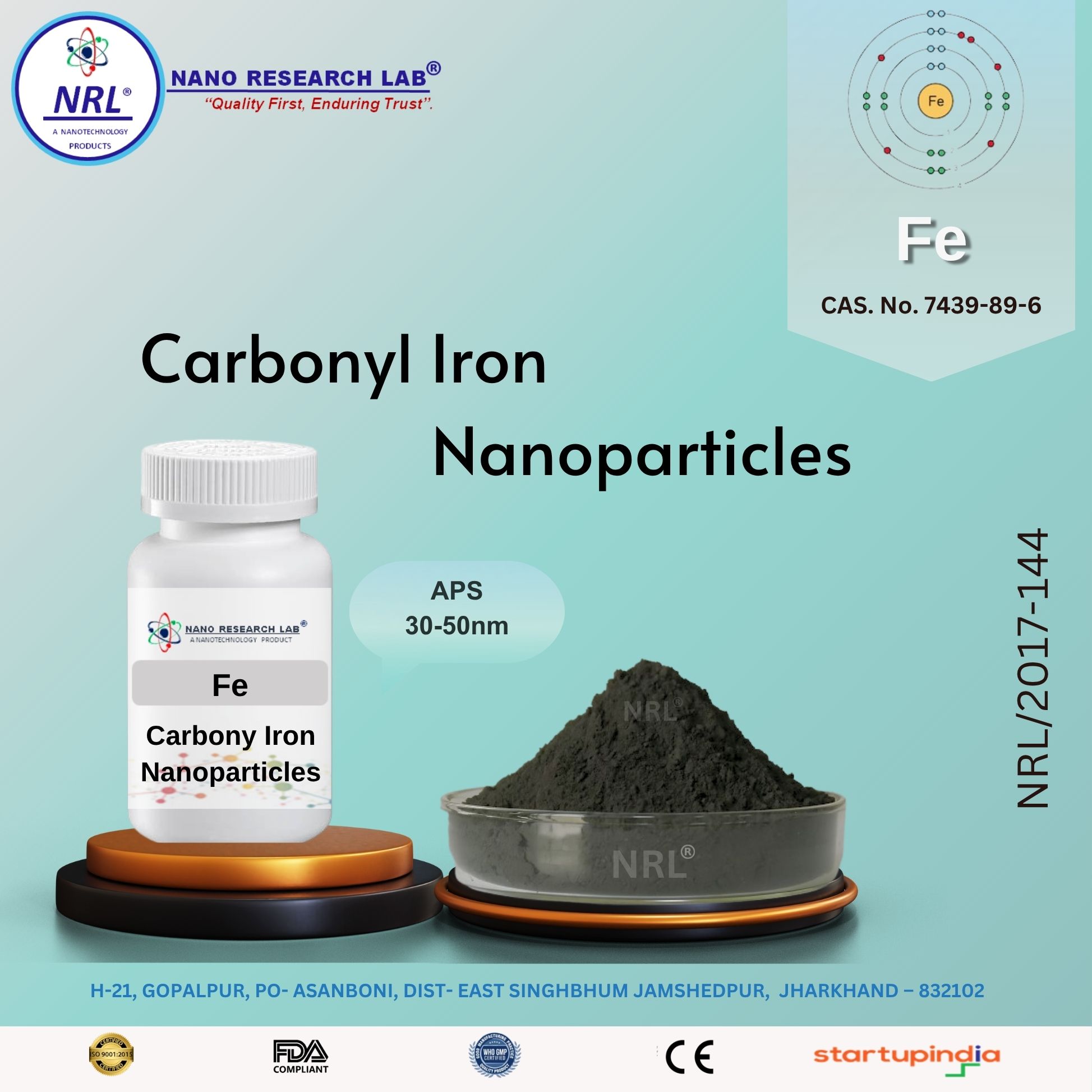 Carbonyl Iron Nanoparticles (Fe, purity 99.5%, 30-50nm, metal basis) 