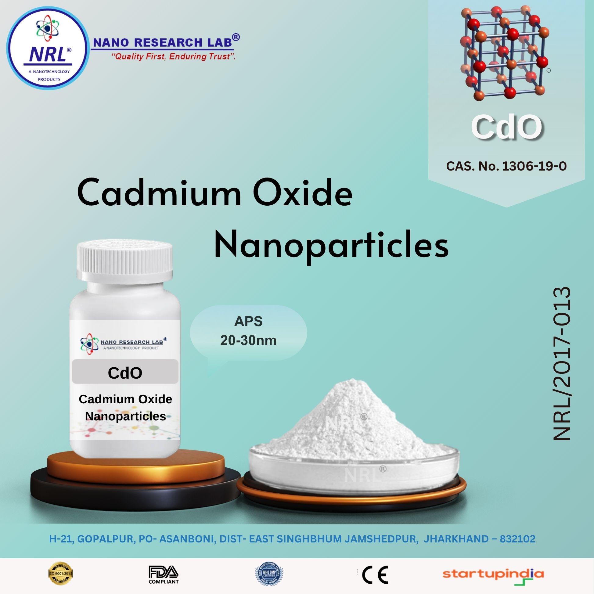 Cadmium Oxide Nanopowder/Nanopowder ( CdO, 20-30nm, purity 99.5%)