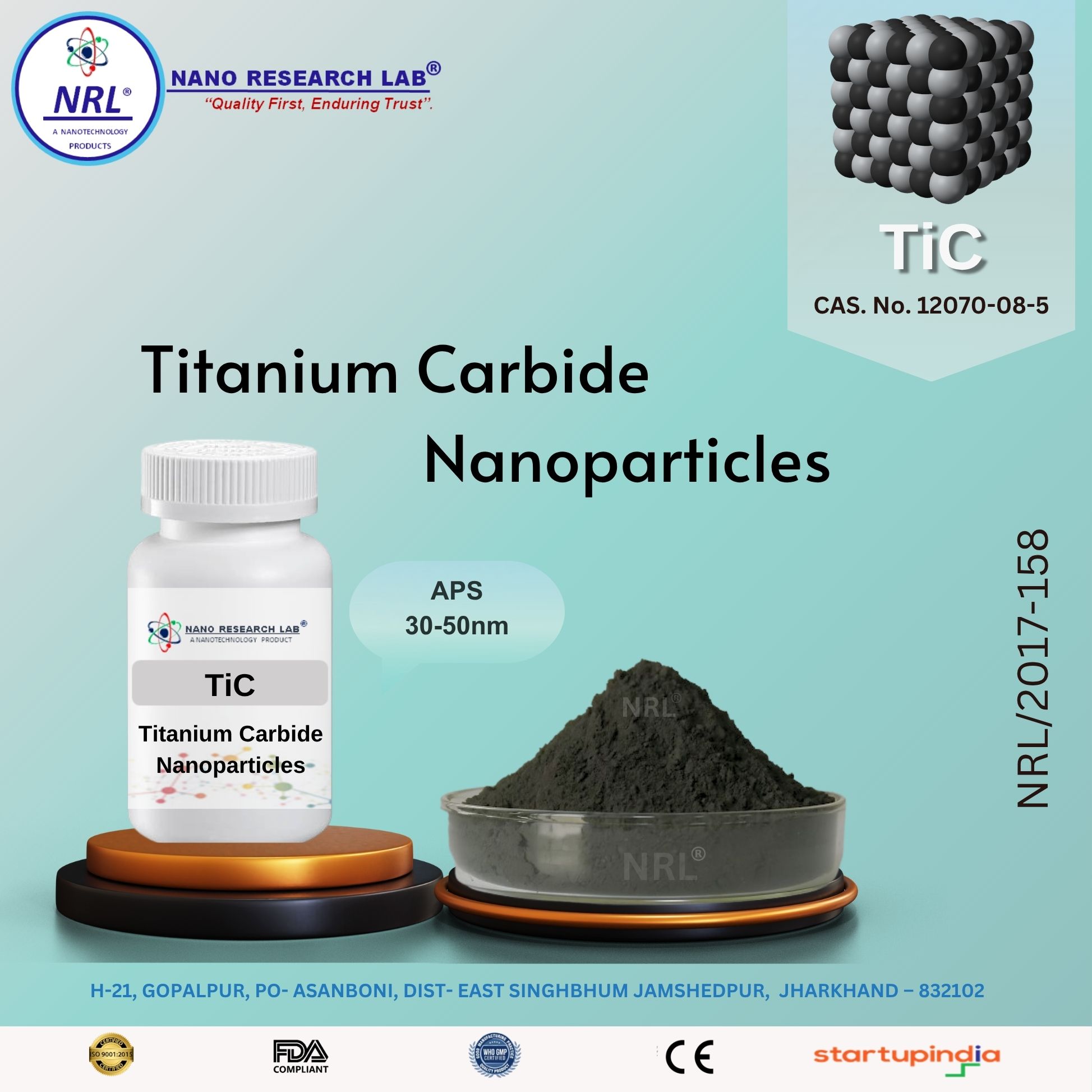 Titanium Carbide Nanoparticles /Nanopowder (TiC, 30-50nm, 99.5%)														