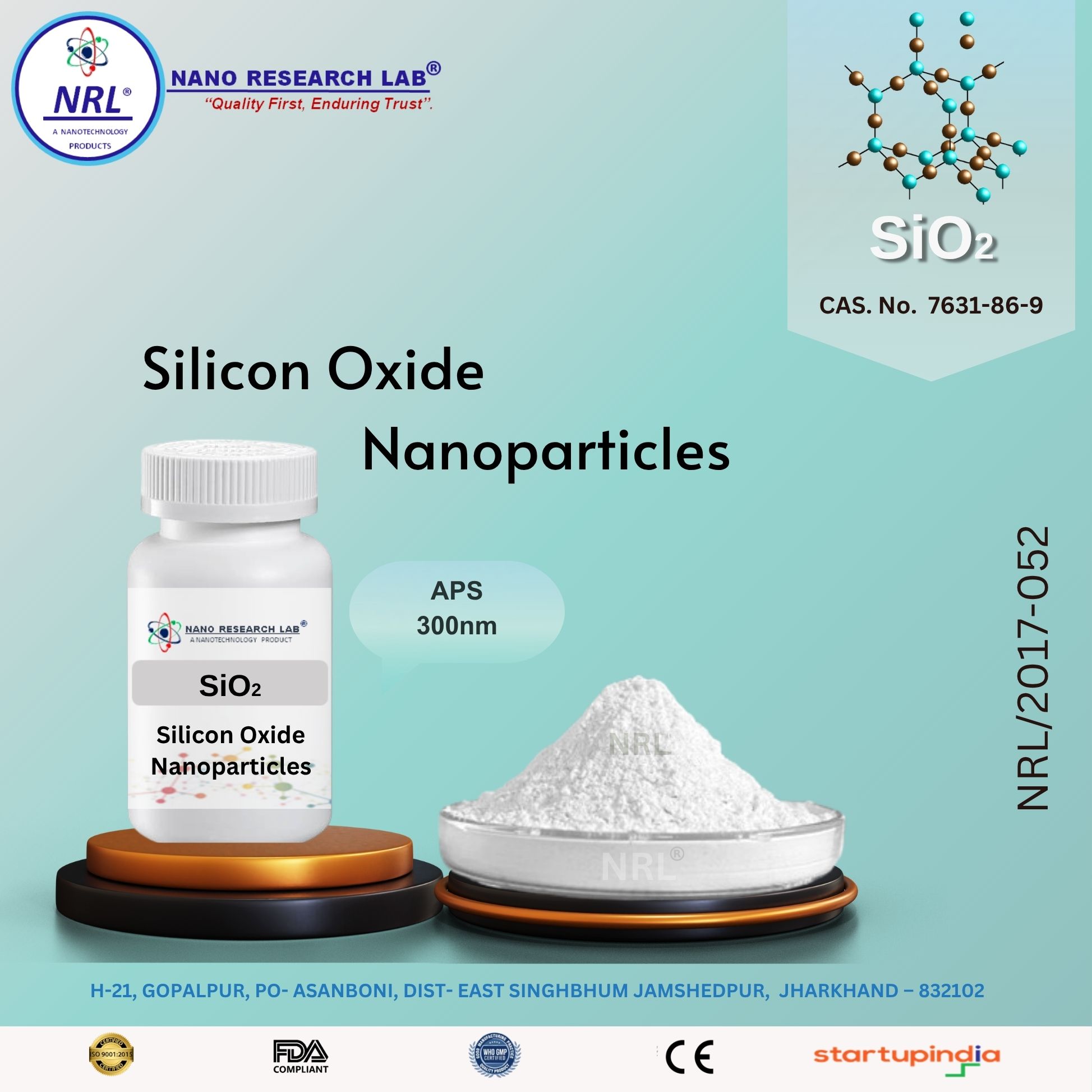 Silicon Oxide Nanoparticles/Nanopowder (SiO2, 300nm, purity 99.5%)