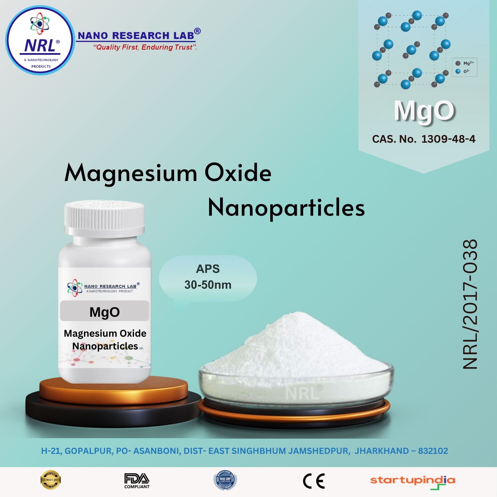 Magnesium Oxide Nanopowder/Nanopowder (MgO, 99.5%, 30-50 nm)