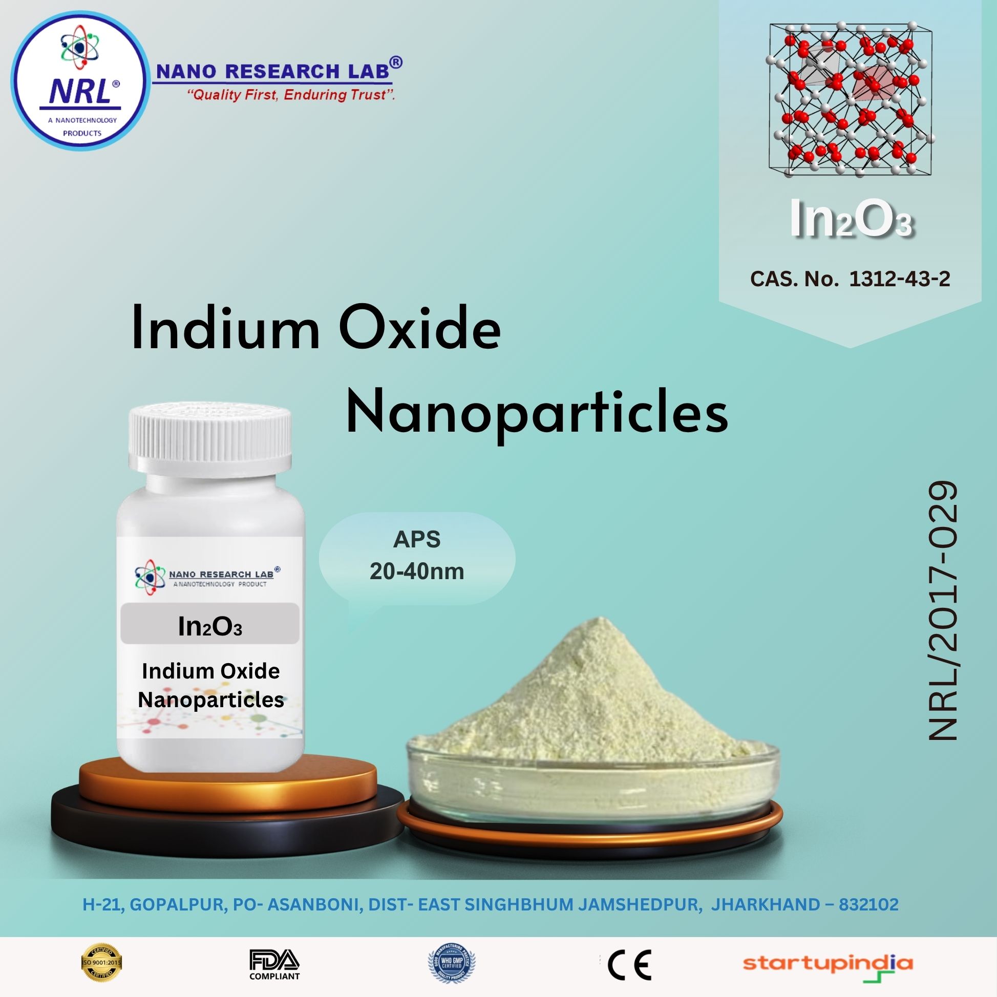 Indium oxide Nanoparticles/Nanopowder (In2O3, 20-40nm, purity 99.5%)                                                                                                                                                