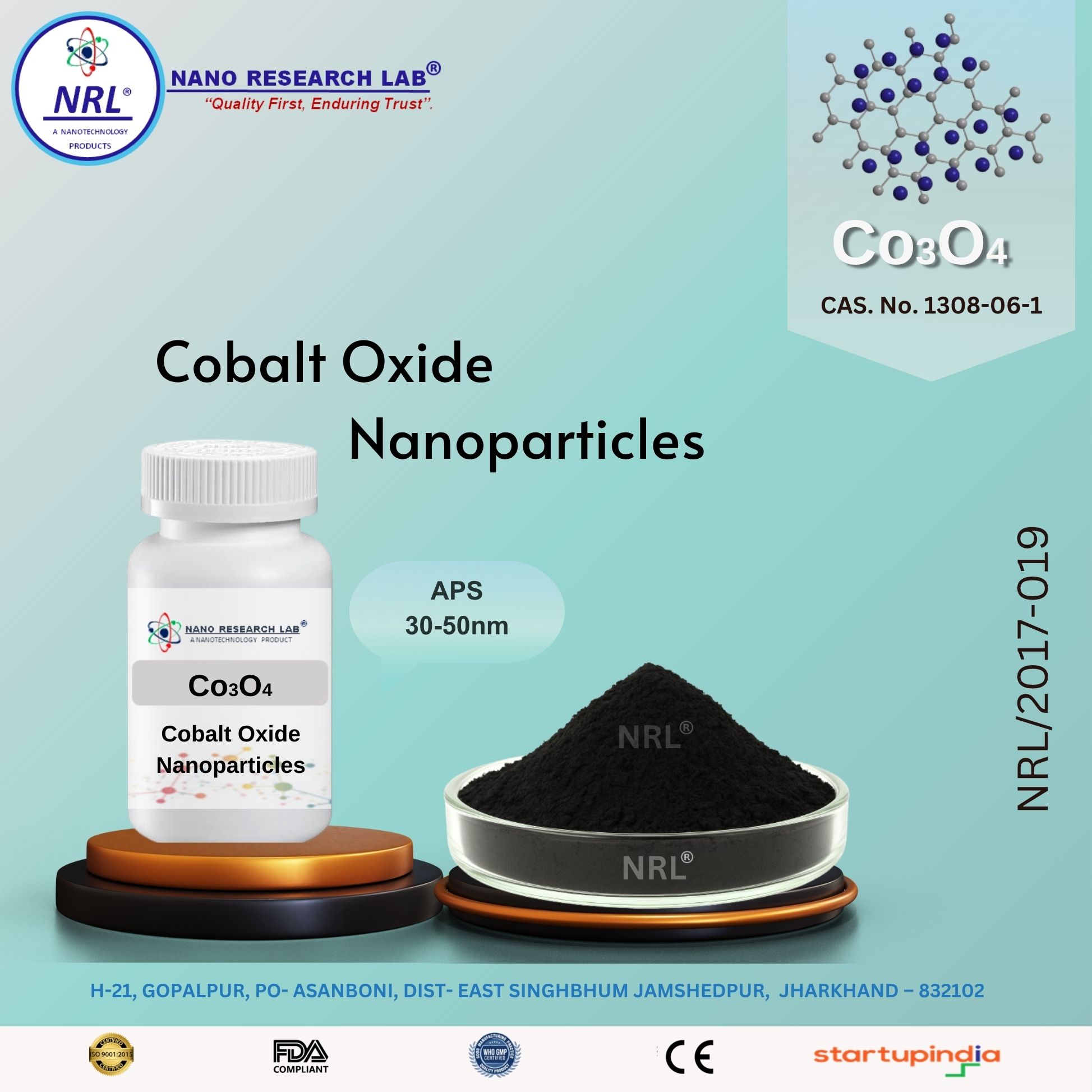 Cobalt oxide Nanoparticles/Nanopowder (Co3O4, 30-50nm, purity 99.5%)                                                                                                                                                             