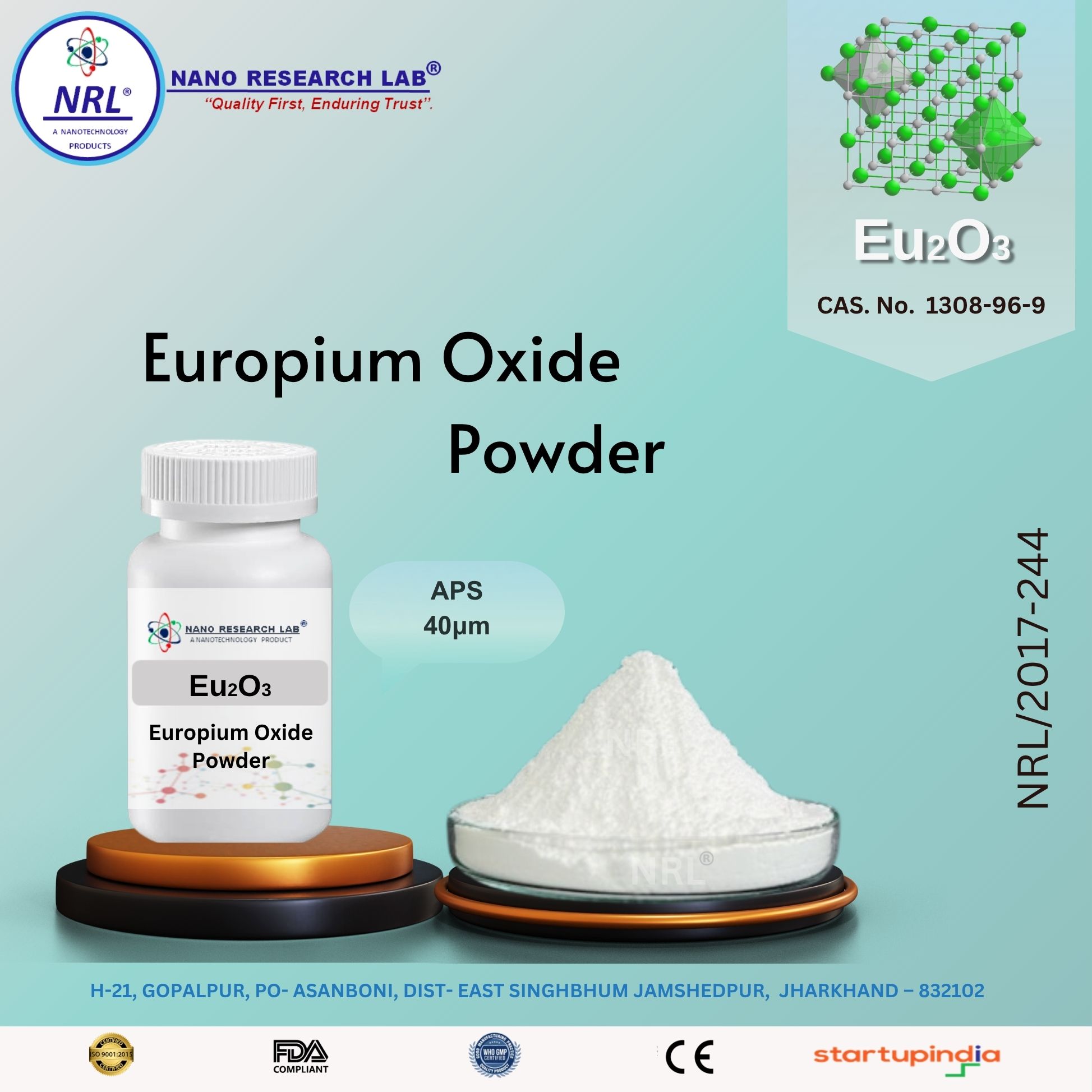 Europium Oxide Powder (Eu₂O₃, APS: 40 µm, Purity 99.5%)