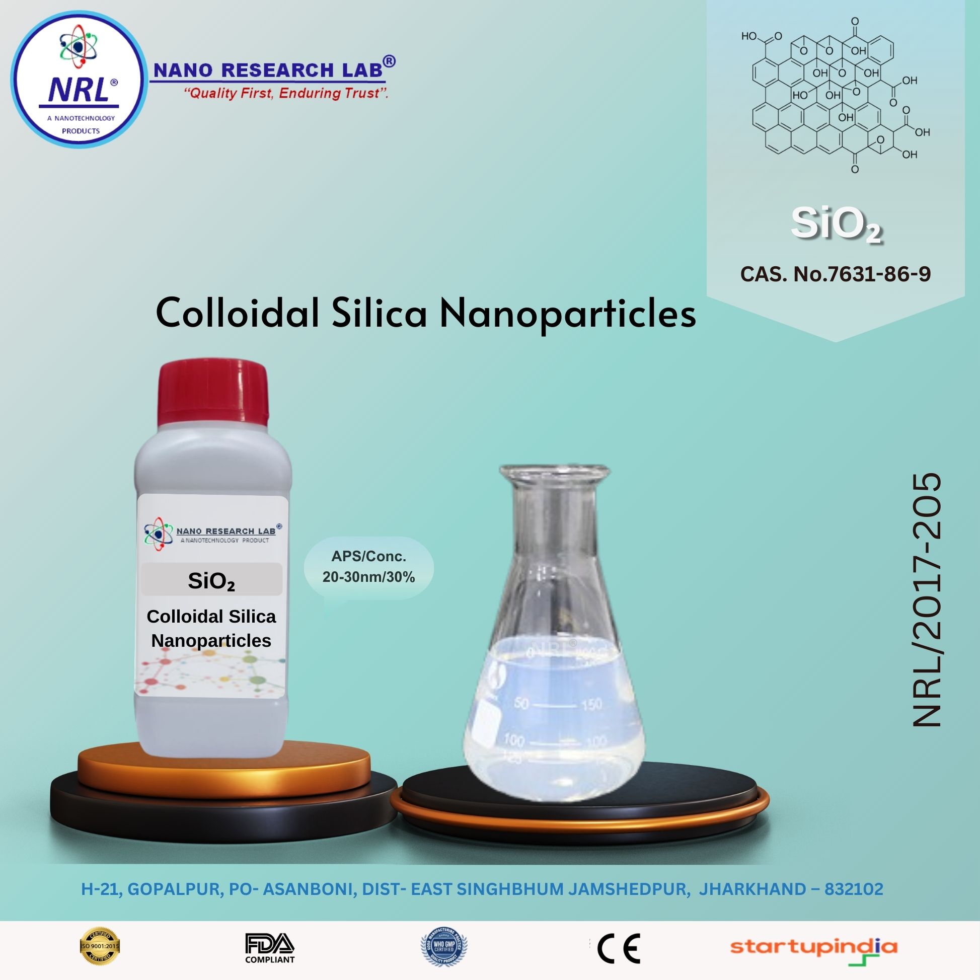 Colloidal Silica Nanoparticles (SiO₂, 20–30 nm, 30 % w/w)