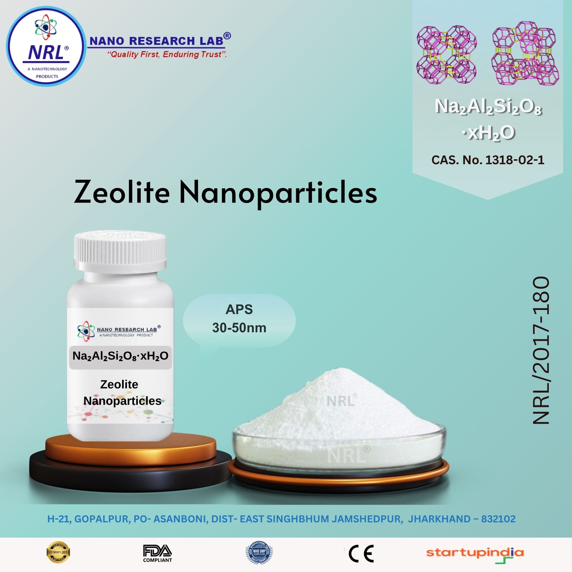 Zeolite  Nanoparticles (Na2Al2Si2O8.xH2O, Purity >99%, APS 30-50nm )