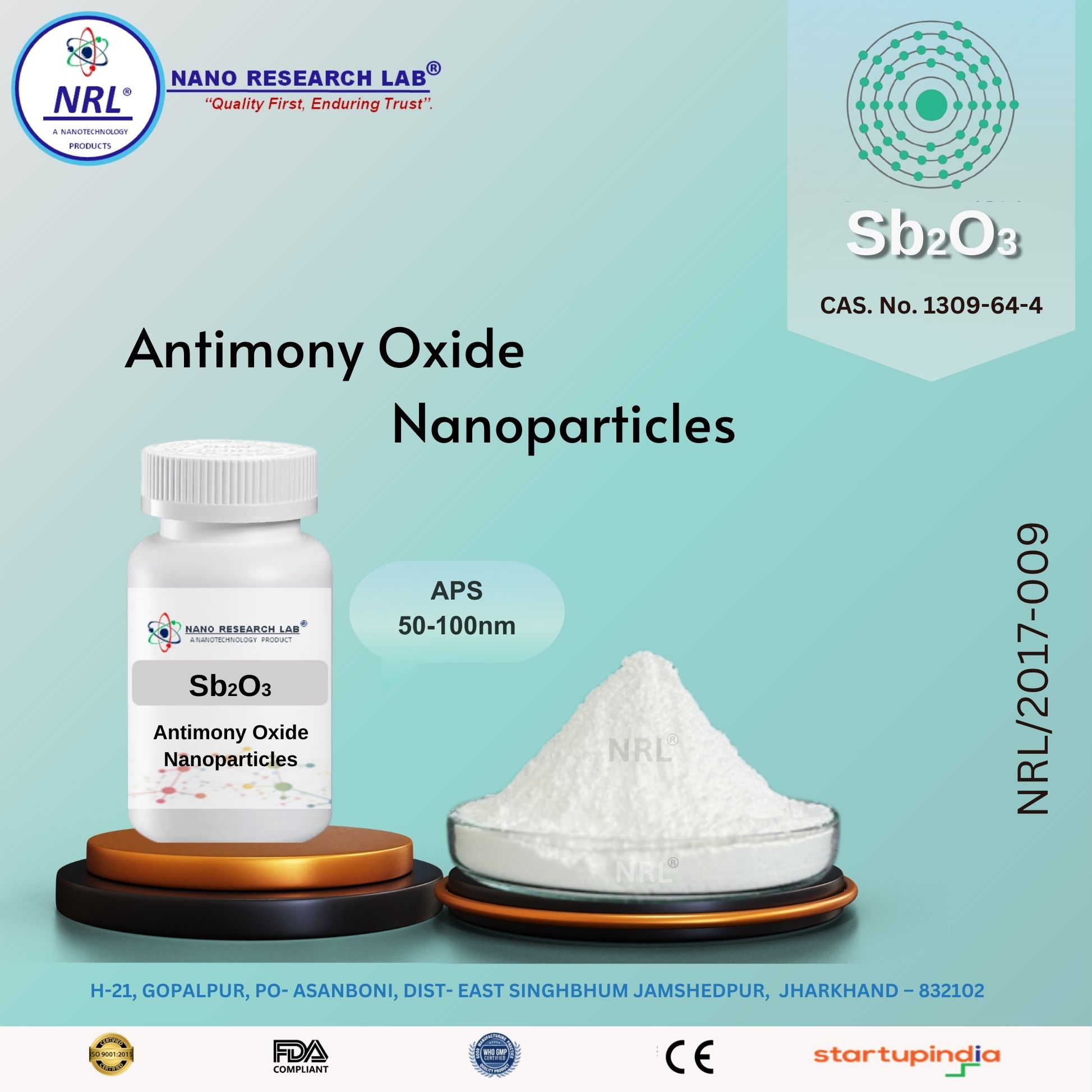 Antimony Oxide Nanoparticles/Nanopowder (Sb2O3, 99.5%, 50-100 nm)