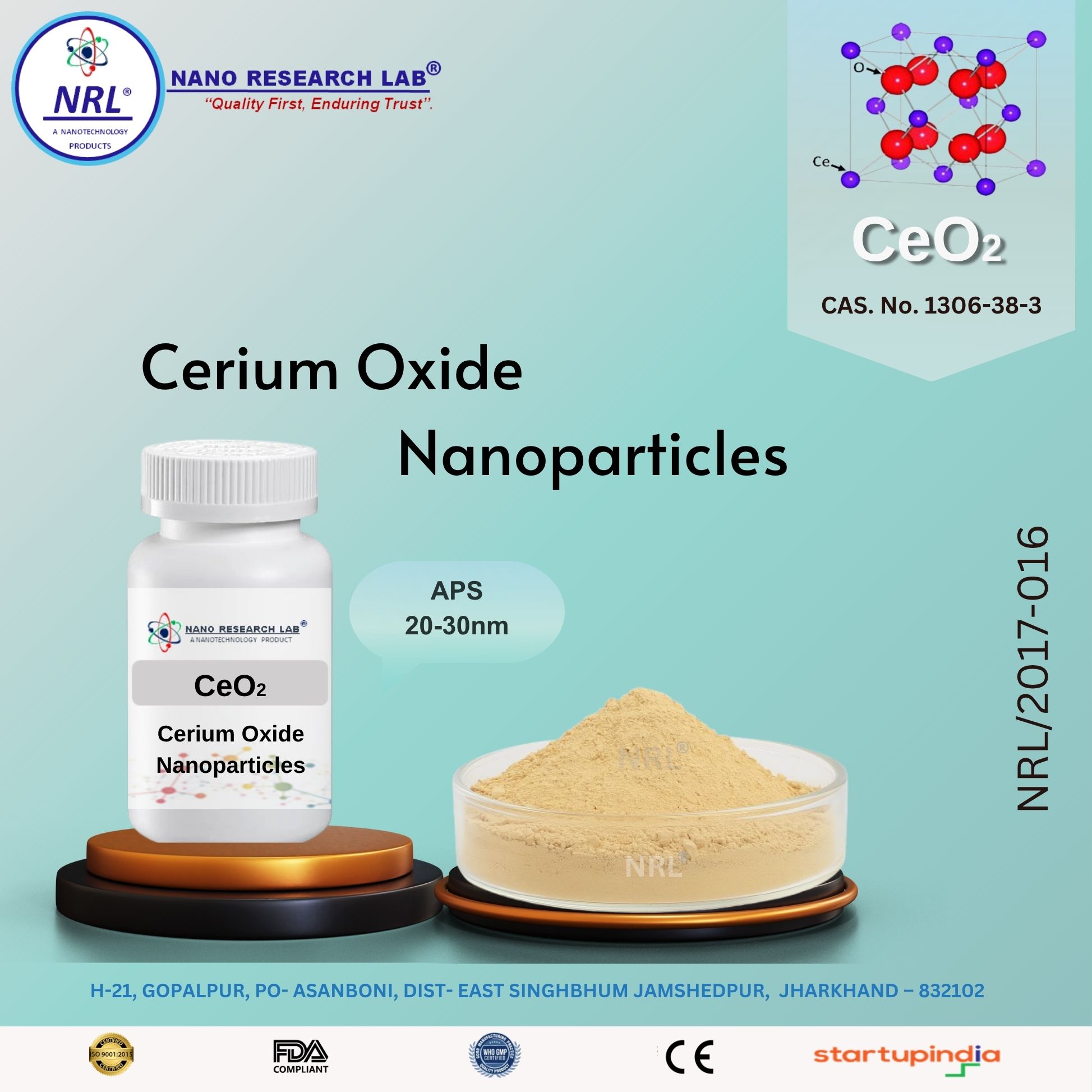 Cerium Oxide Nanopowder/Nanopowder (CeO2, 20-30nm, Purity 99.5%)