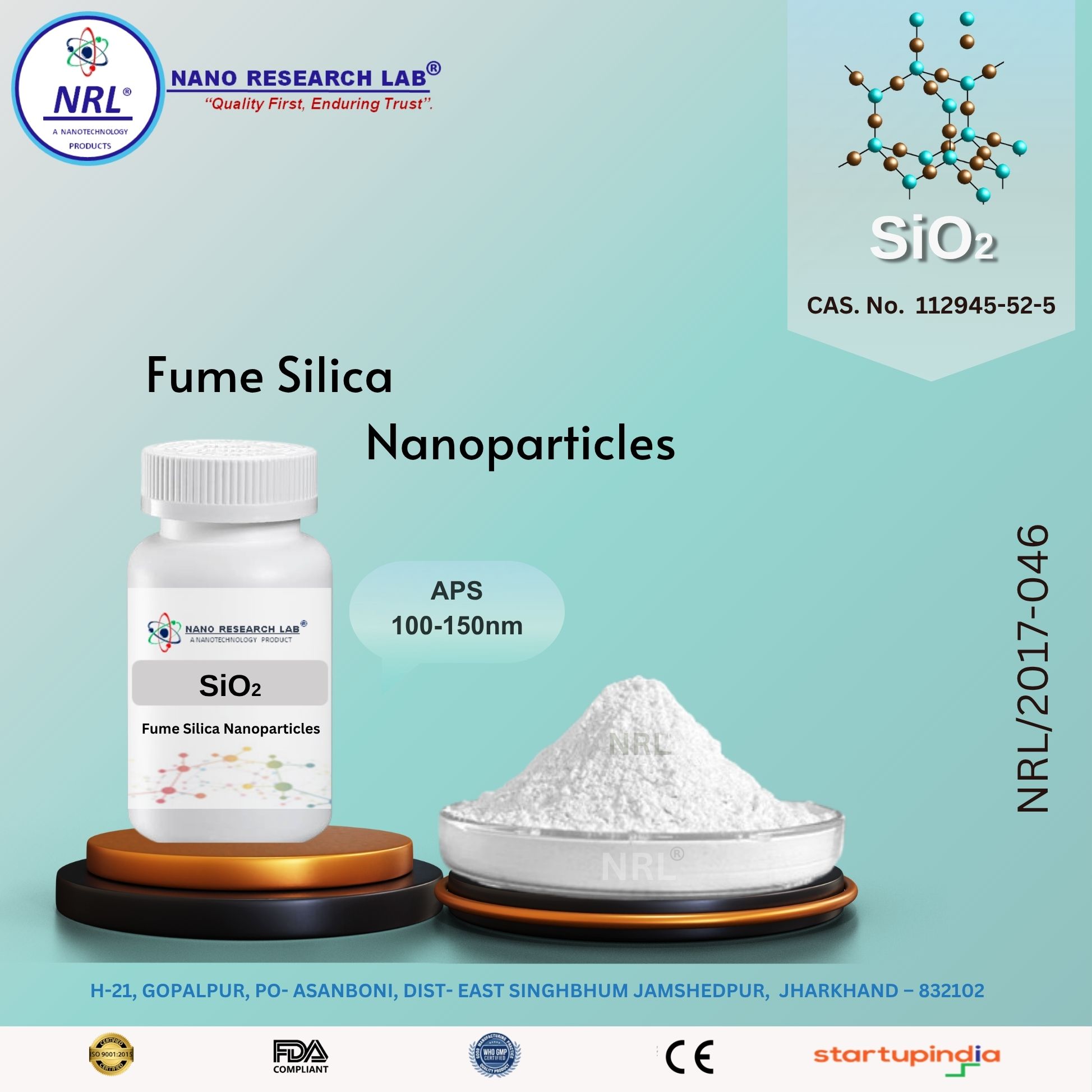 Fume Silica Nanopowder/Nanopowder (SiO2, 100-150nm, purity 98%)