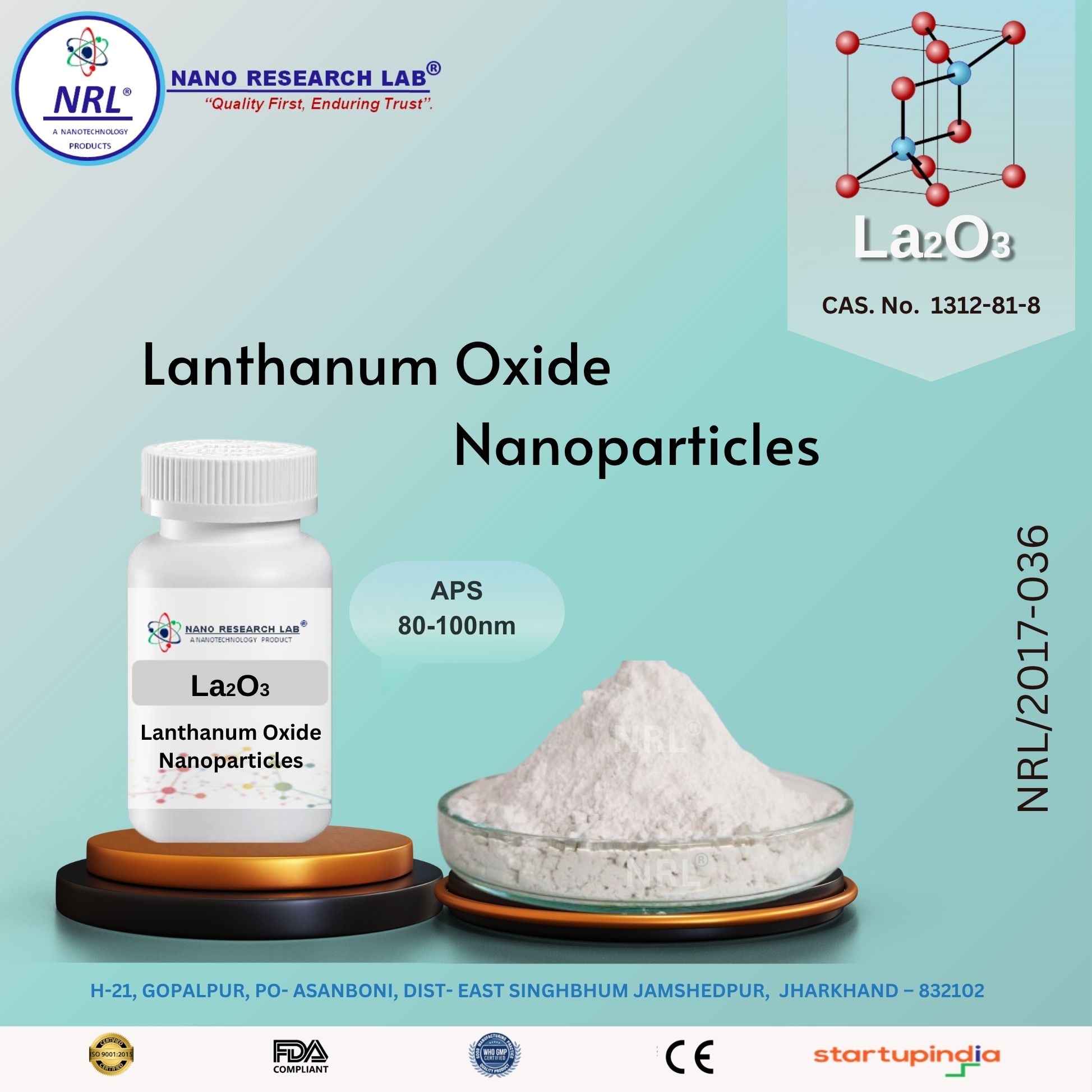 Lanthanum Oxide Nanoparticles/Nanoparticles (La2O3, 80-100nm, Purity 99.5%)