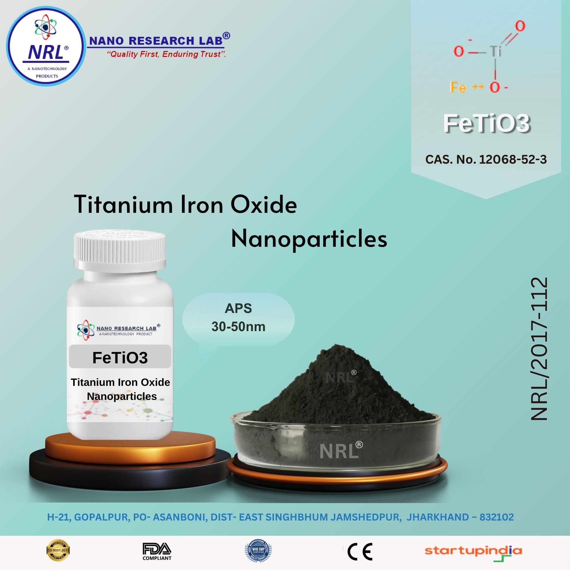 Titanium Iron Oxide Nanoparticles (FeTiO3, 30-50nm purity 99.5%)