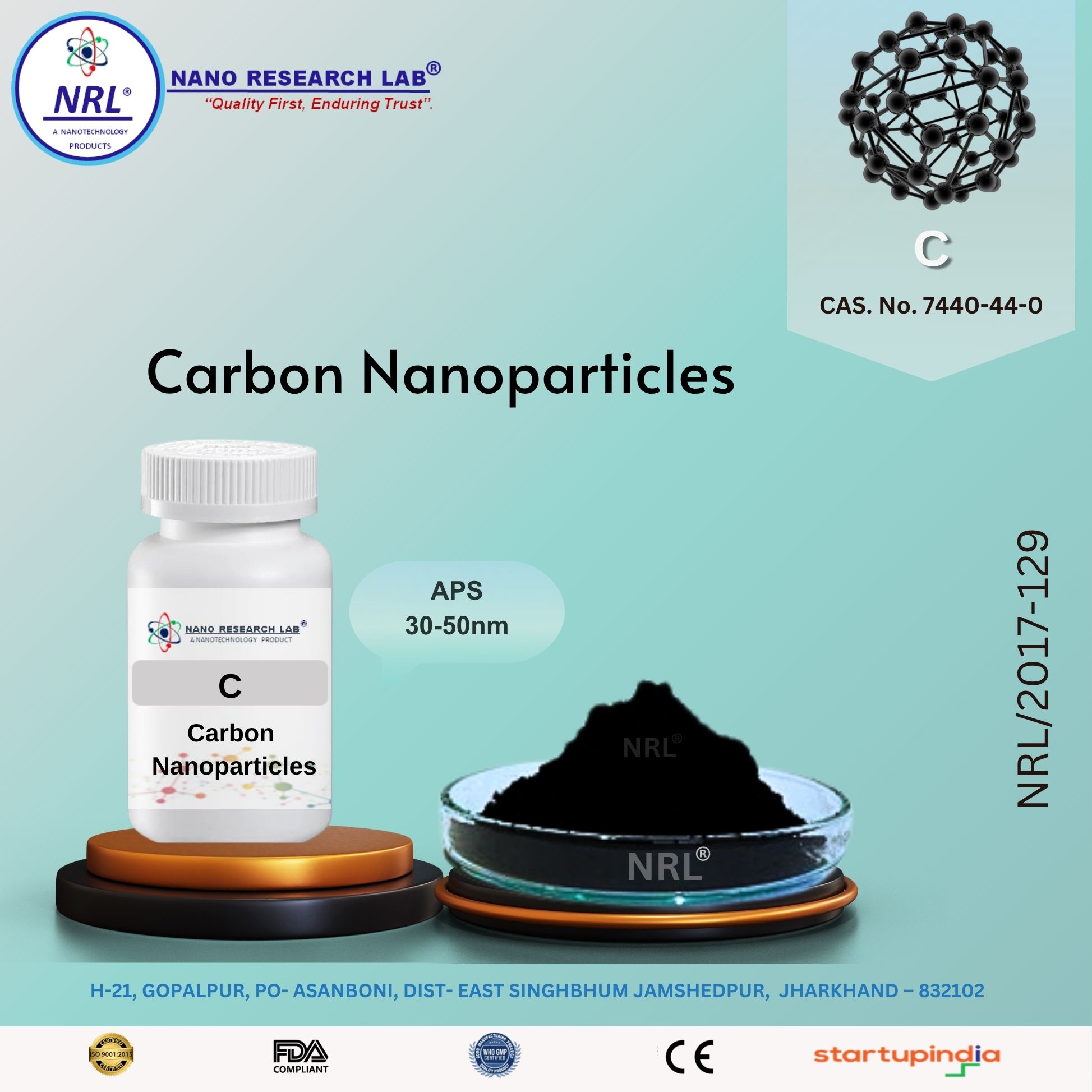 Carbon Nanoparticles/Nanopowder (C, 30-50nm, purity 99.5%)