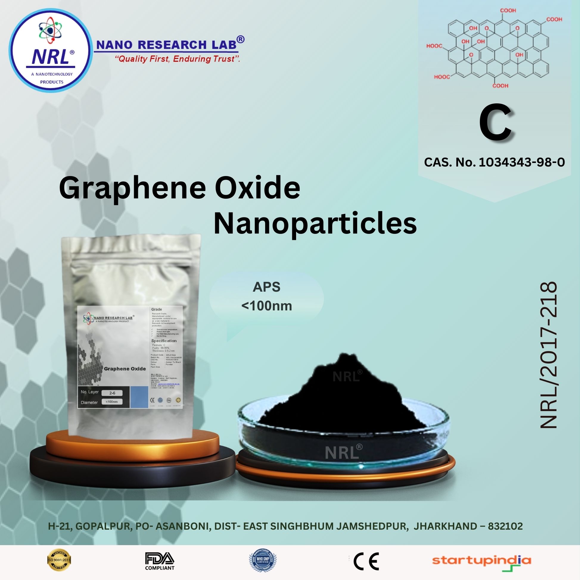 Graphene Oxide Nanoparticles (CO, APS <100nm, Purity 98-99% )