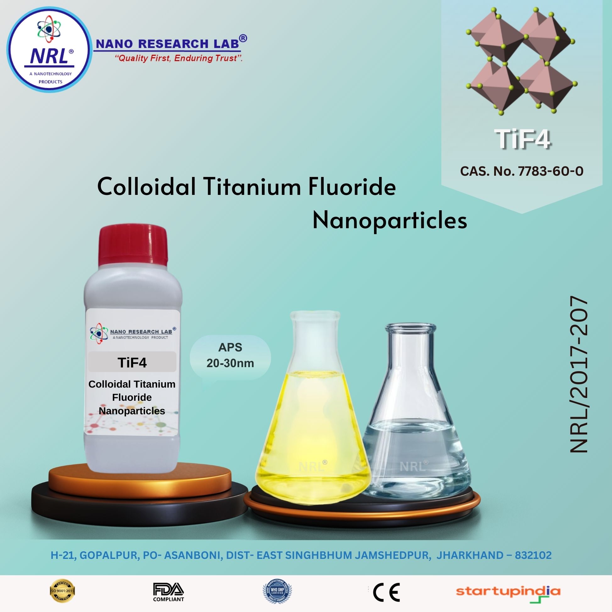 Colloidal Titanium Fluoride Nanoparticles (TiF4, 20-30nm, Purity 99%)