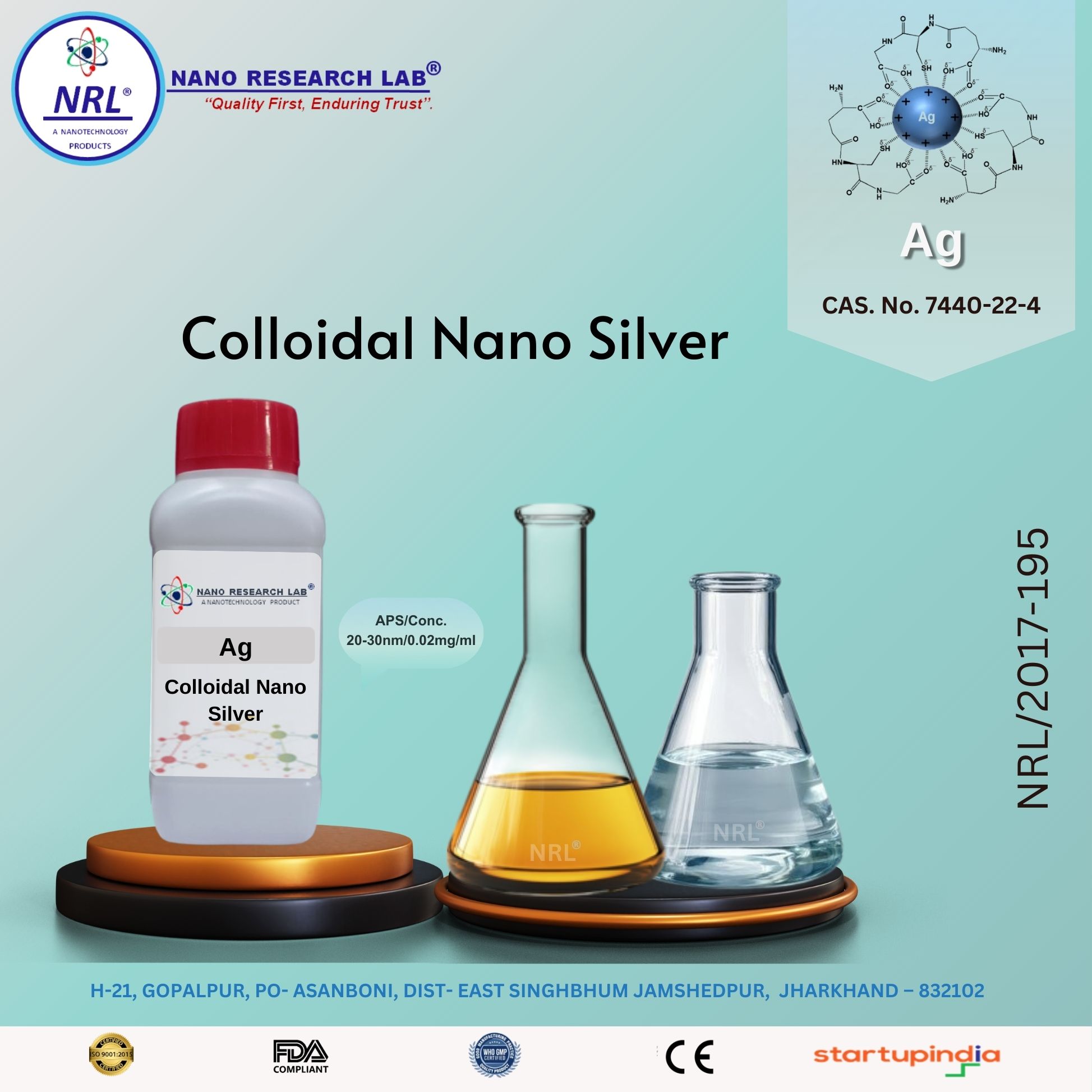 Colloidal Nano Silver (Ag, purity 99%, 20-30nm, concentration 0.02mg/ml)