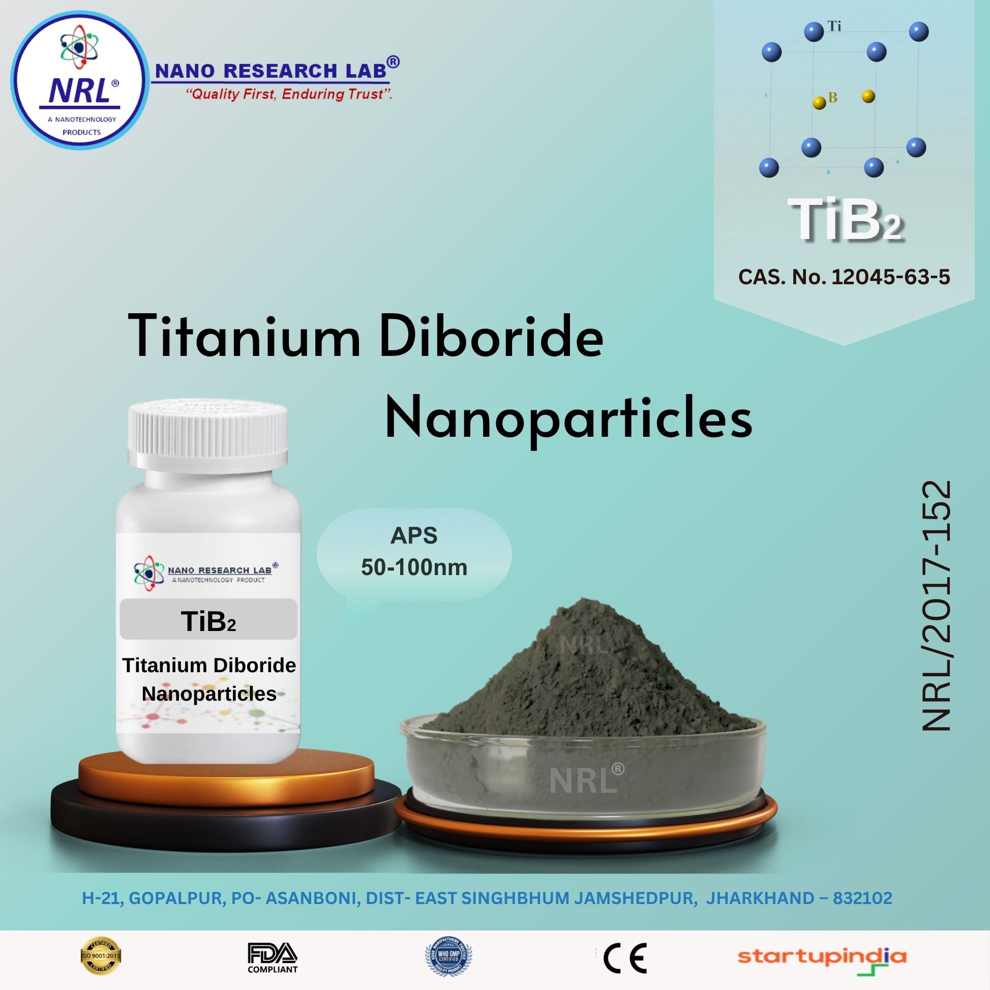 Titanium diboride Nanoparticles /Nanopowder (TiB2, 50-100nm, 99.5%)