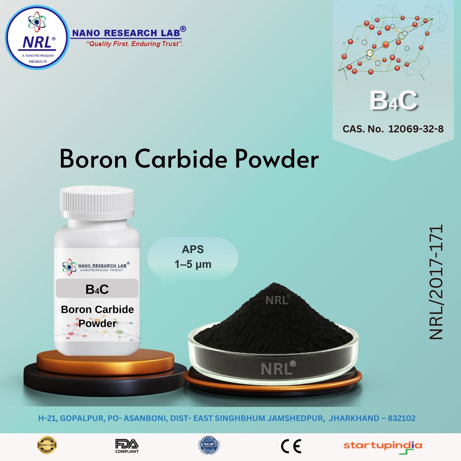 Boron Carbide Fine Powder (B4C, 1-5um, Purity: >99%)