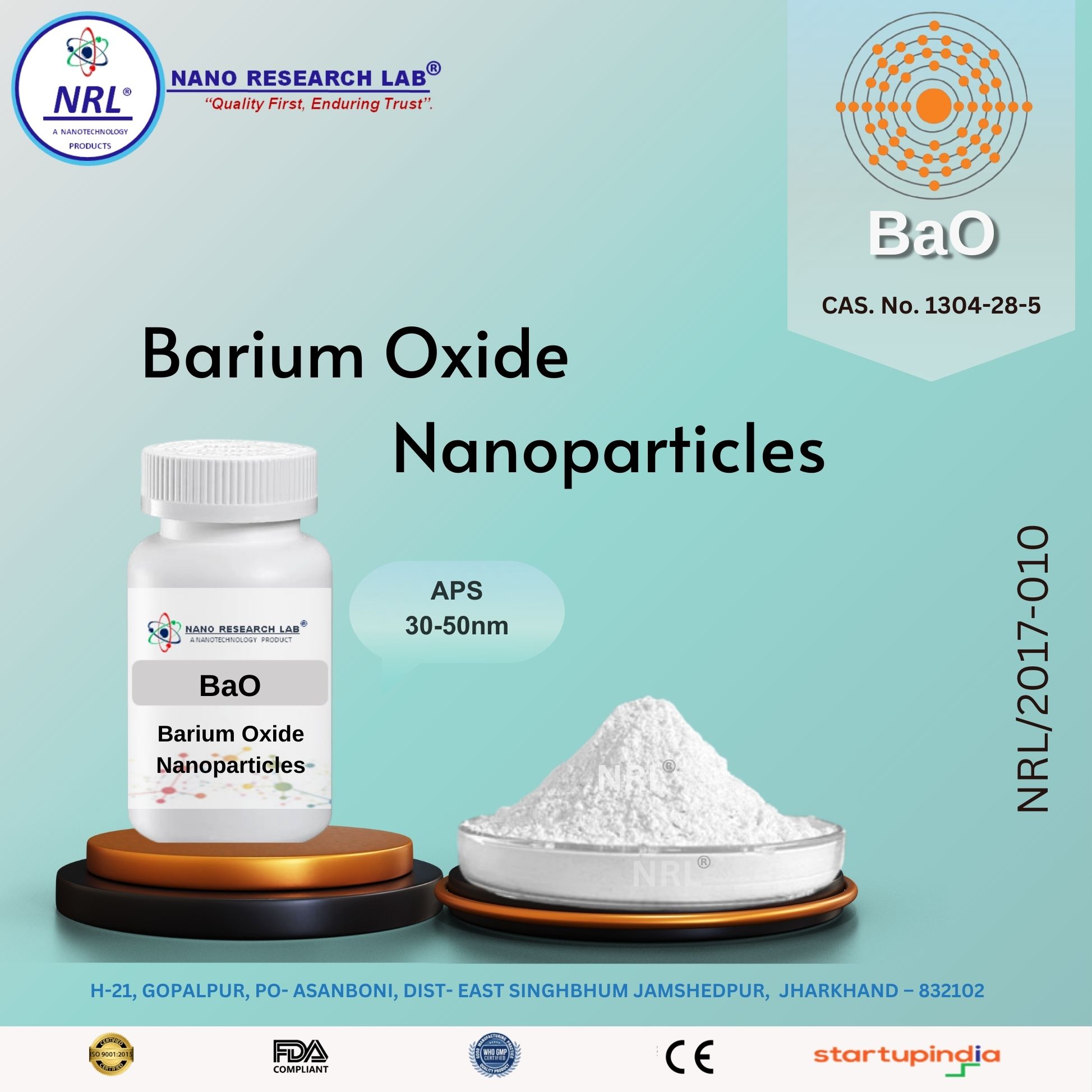 Barium Oxide Nanopowder/Nanopowder (BaO, 99.5%, 30-50 nm)