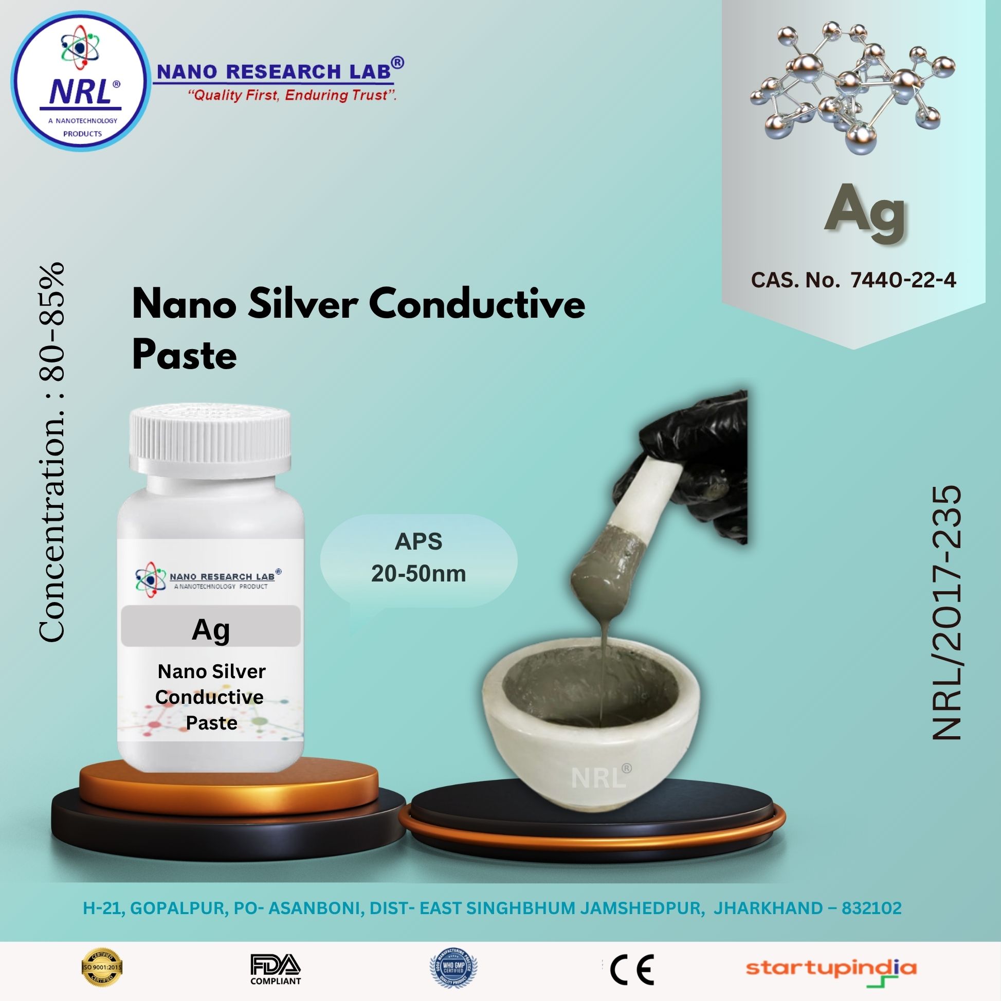 Nano silver conductive paste (Silver Concentration: 80-85%, Base Solvent: Water)