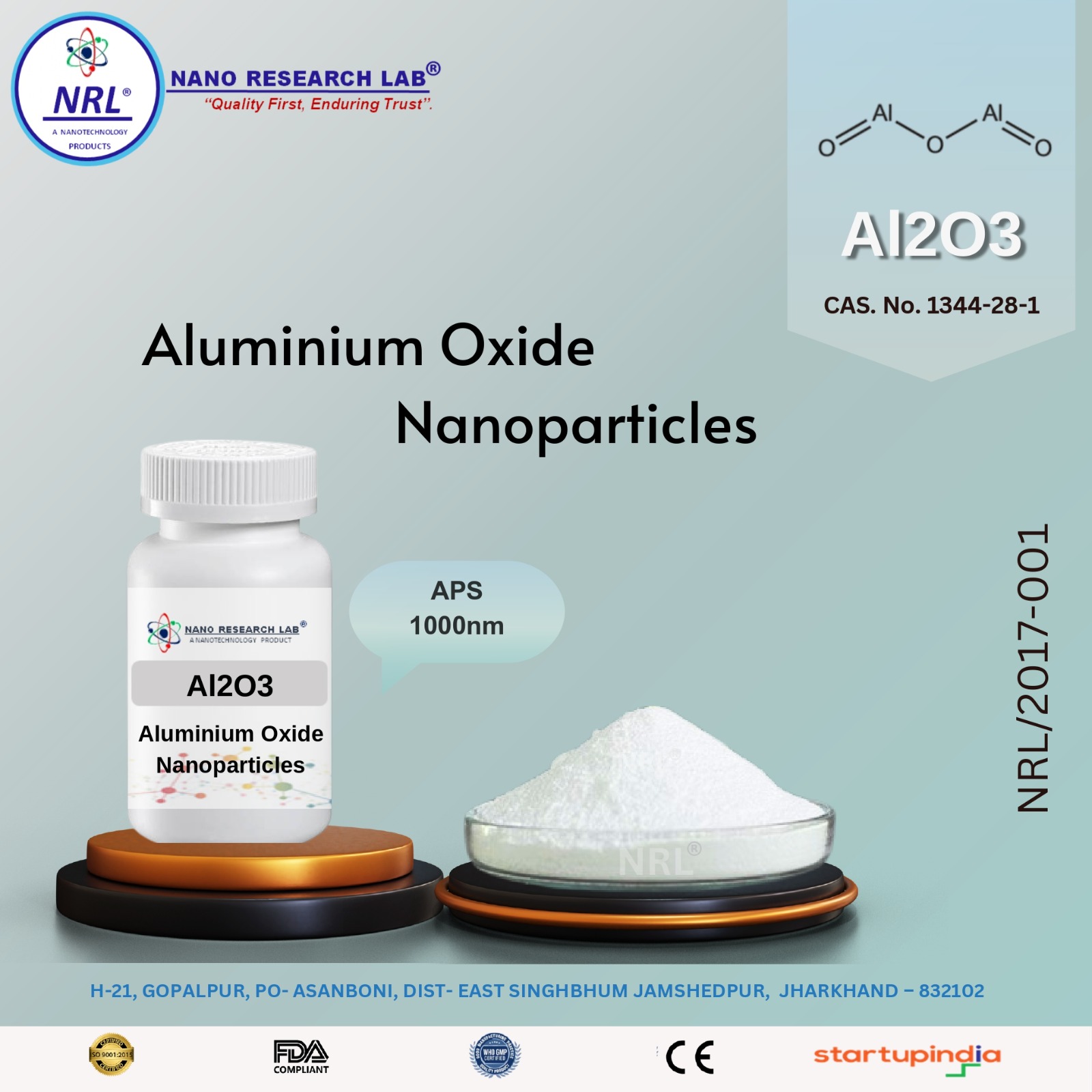 Aluminium oxide Nanoparticles/Nanopowder (Al2O3, Alpha, 1000nm, purity 99.5%)