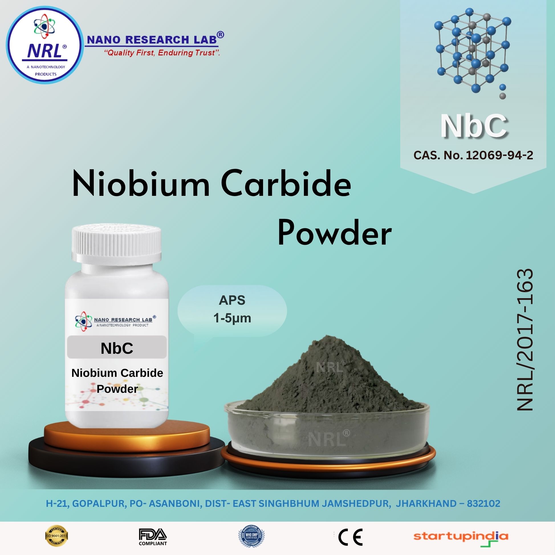 Niobium Carbide Powder (NbC, 1-5um, 99.5%)							