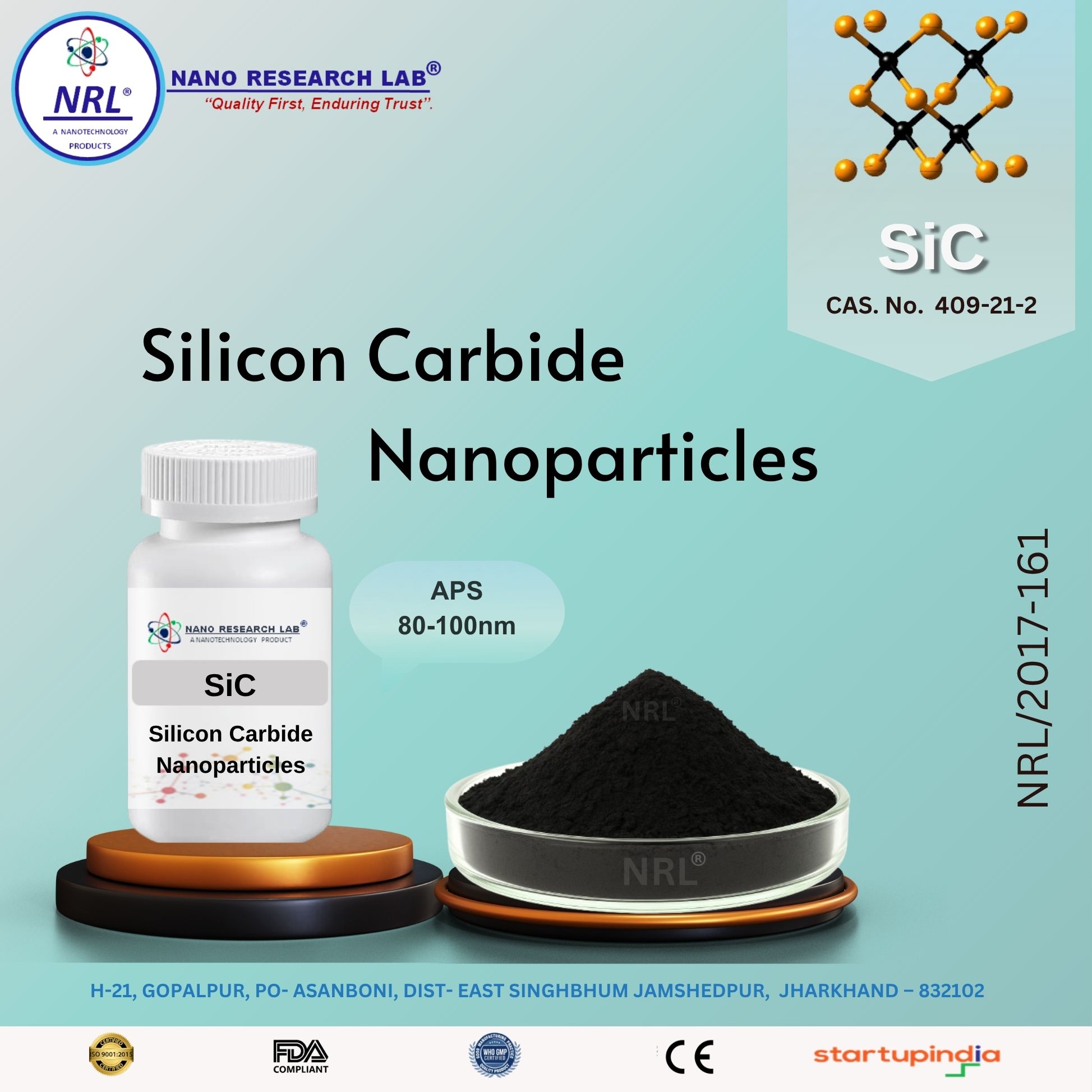 Silicon Carbide Nanoparticles /Nanopowder (SiC, beta, 80-100 nm, 99.5%) 											