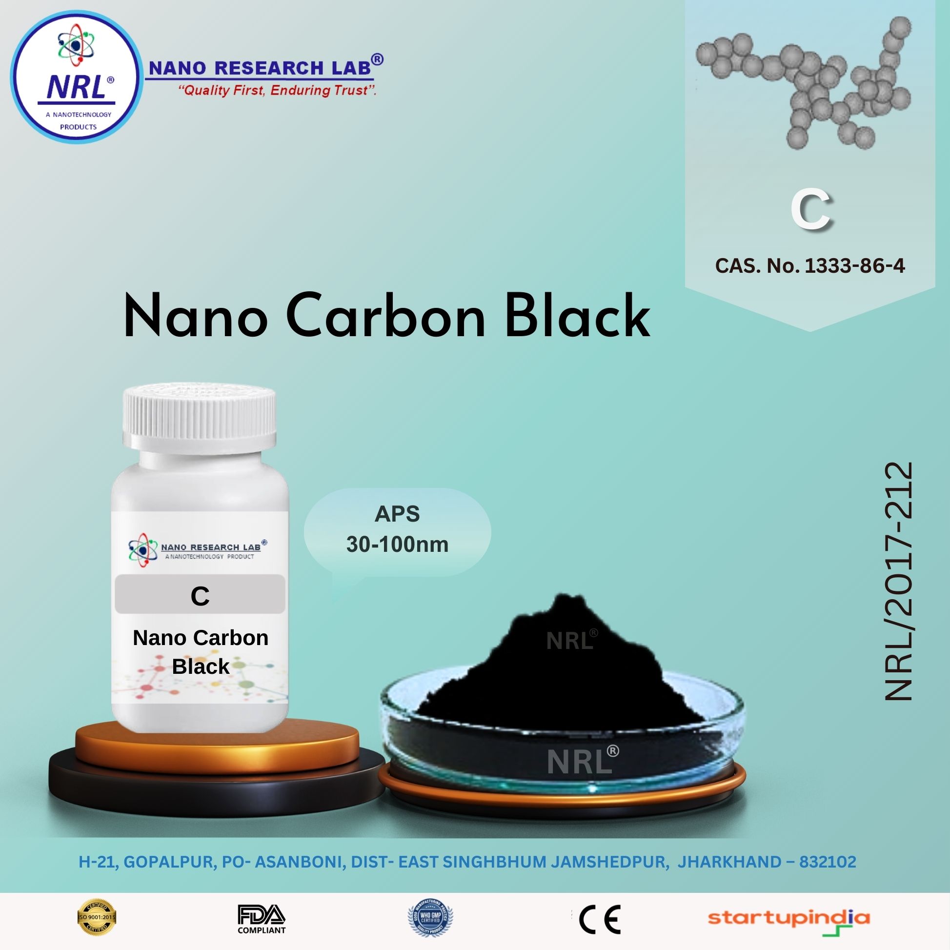 Nano Carbon Black (Purity >99%, APS: 30–100 nm)