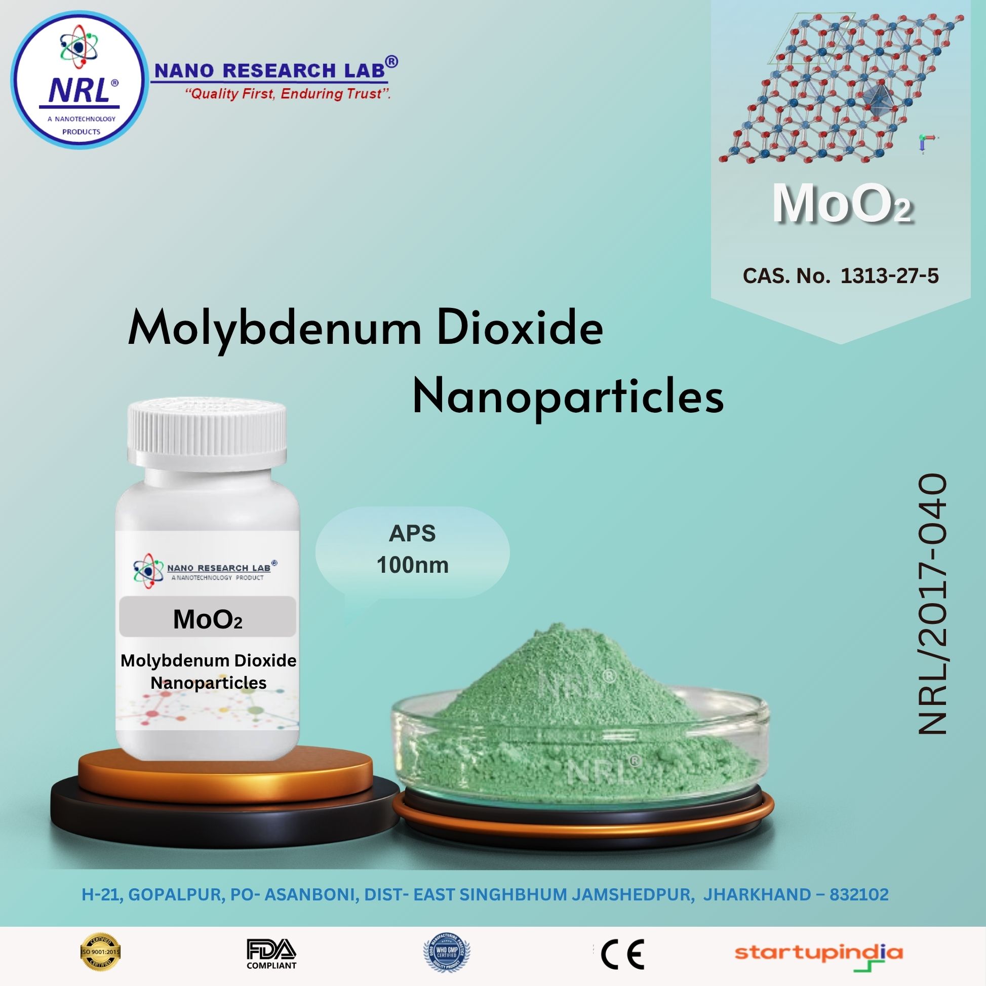 Molybdenum Dioxide MoO2 Nanopowder / Nanoparticles (100nm,Purity 99.5%, Purple Blue)                                                                                                              