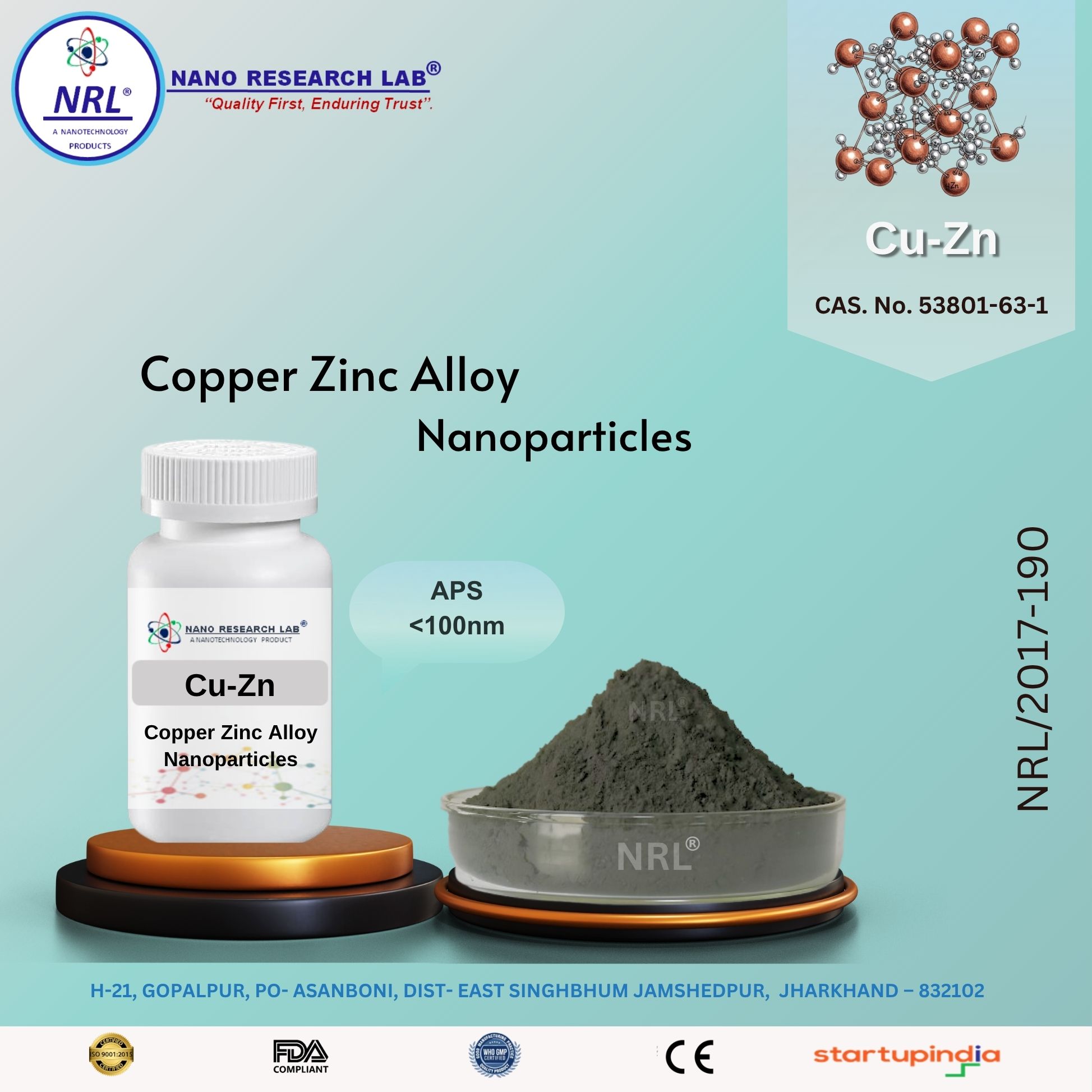 Cu-Zn Alloy Nanoparticles/Nanopowder (99.5%, <100 nm)