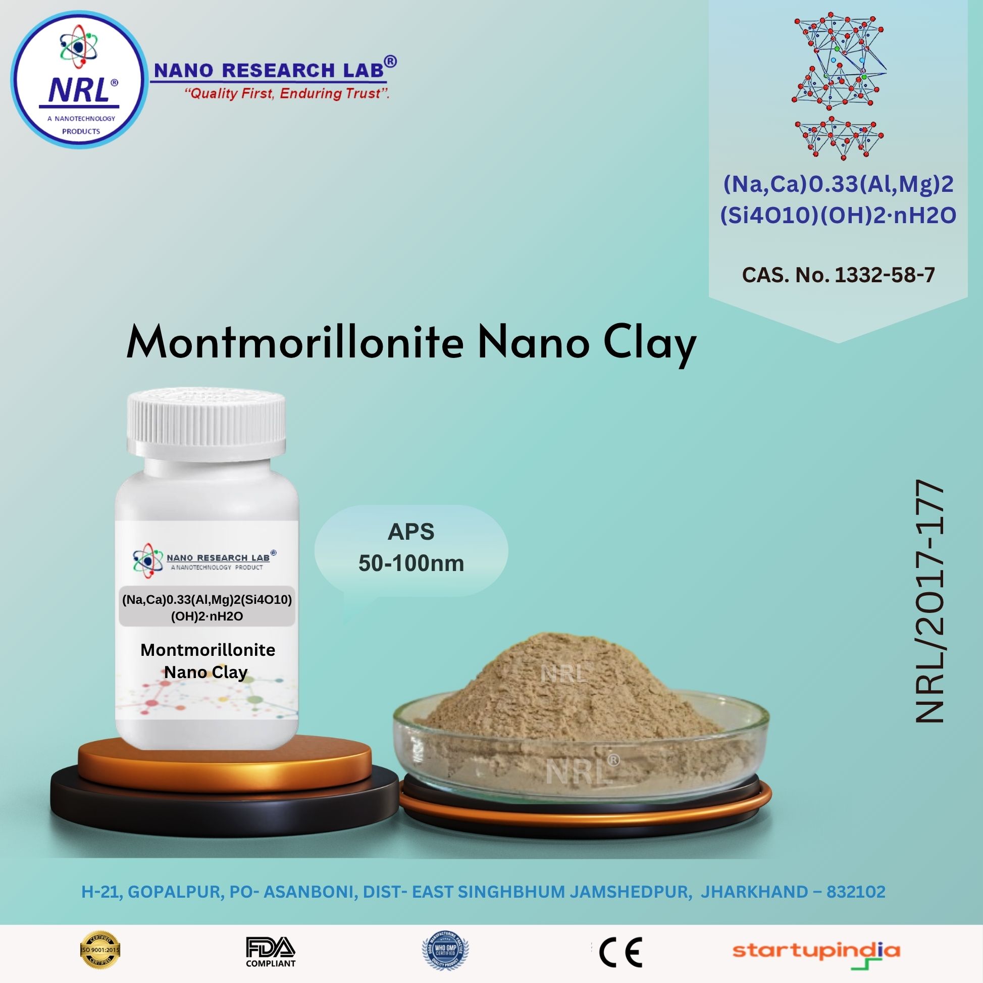 Montmorillonite Nano Clay (Purity >99%, APS 50-100nm )